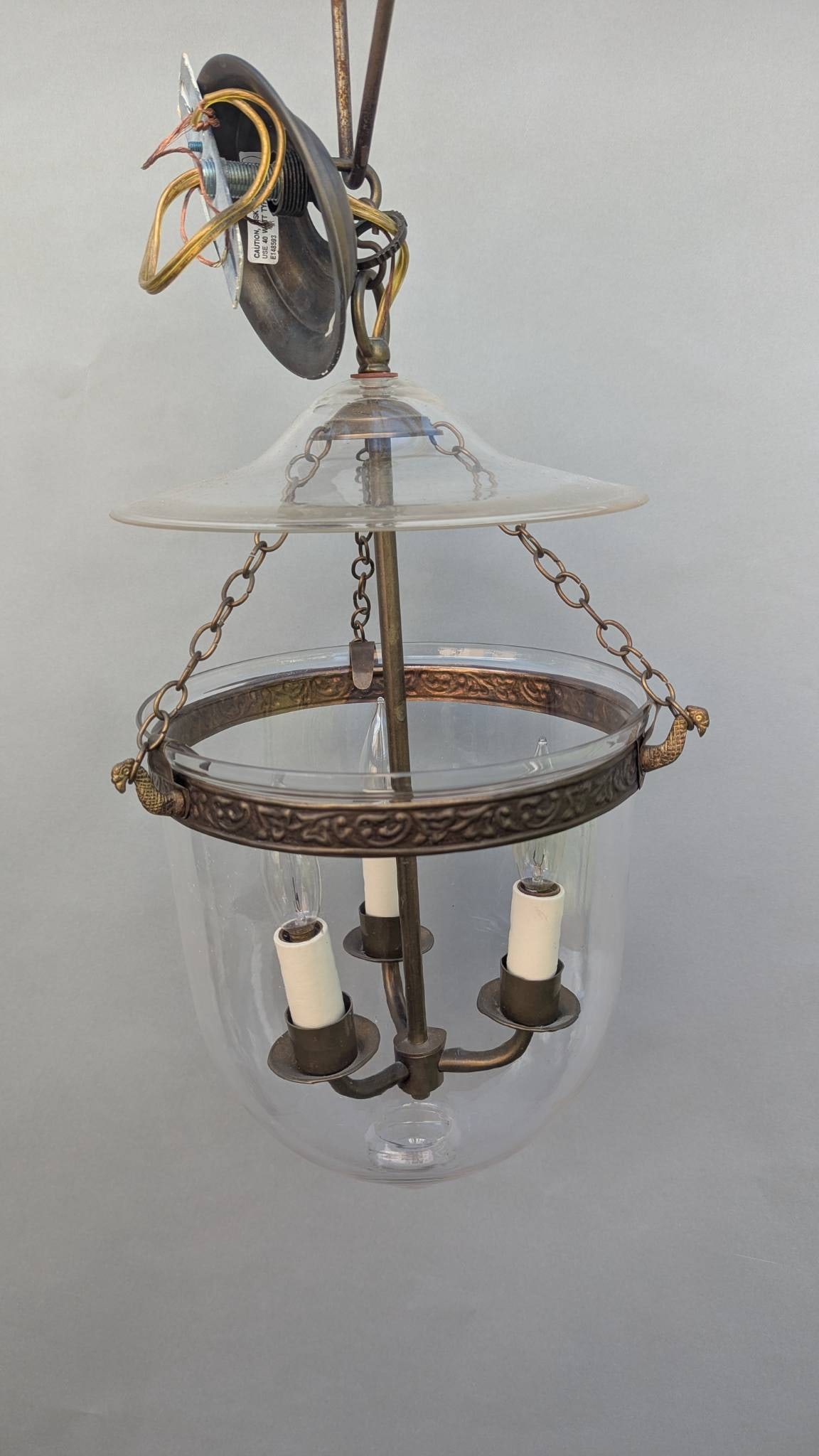 Vaughan Petite Bell Jar Blown Glass Lantern Pendent Fixture (1 of 7)