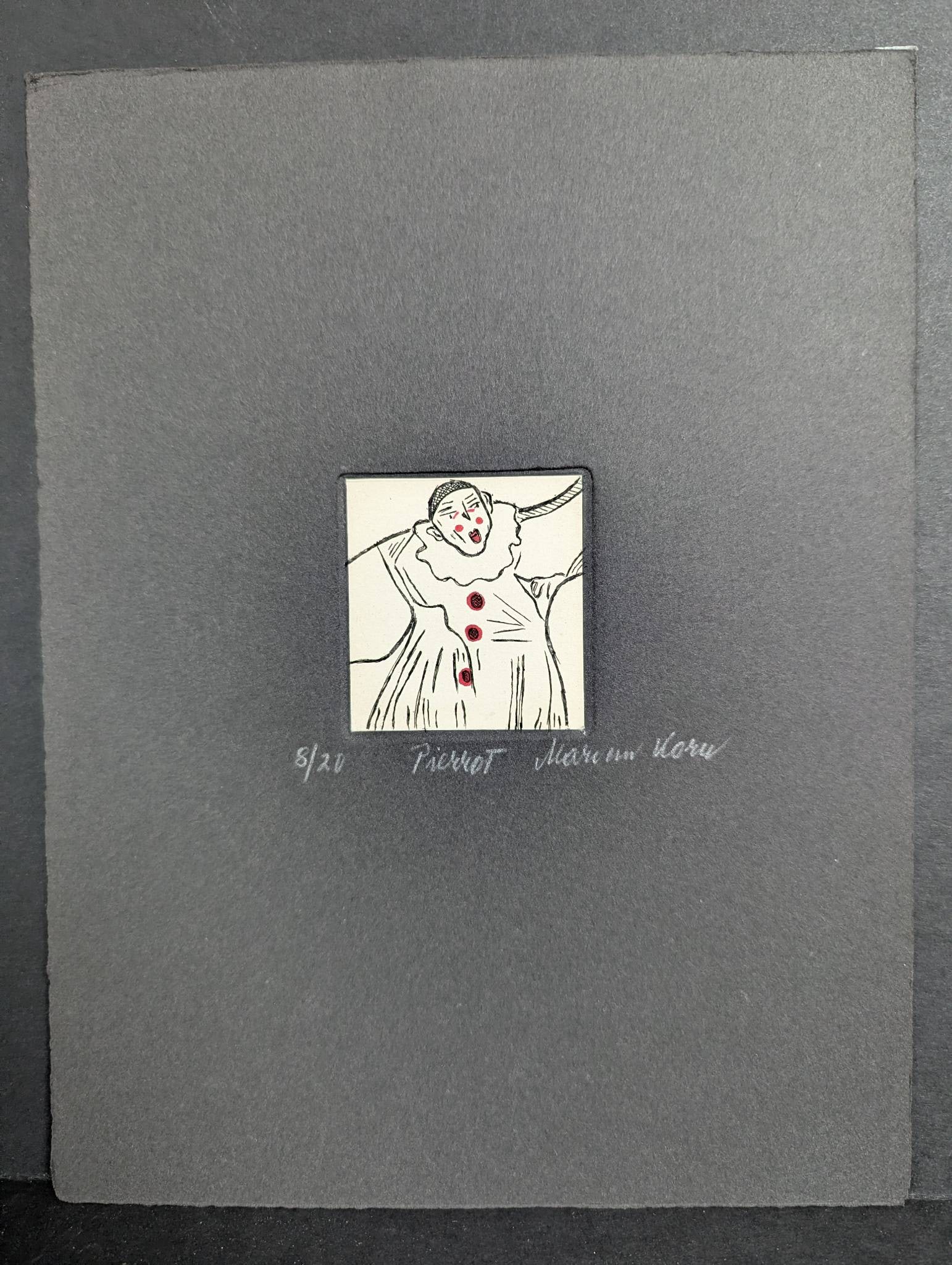 Japanese Woodblock Print Pierrot by Marian Korn (1 of 4)