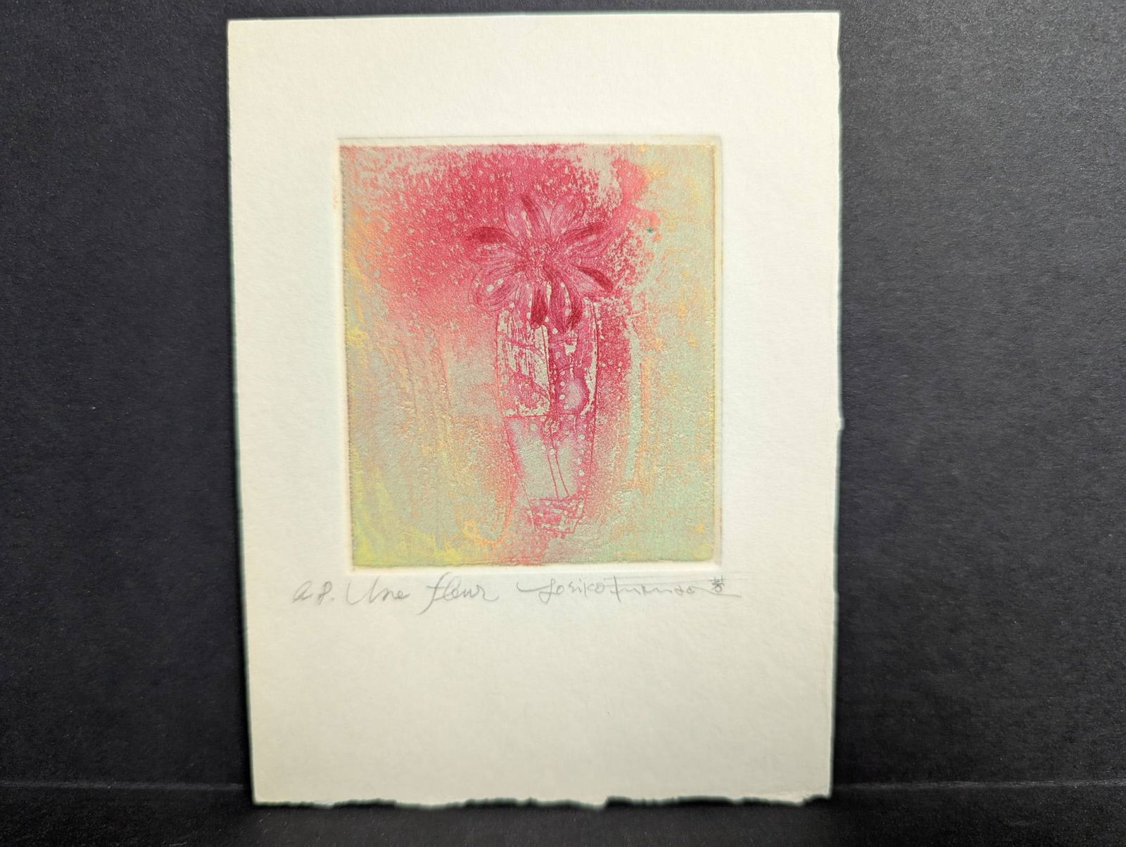 Artist Proof Etching Titled Une Fleur By Yoshiko Fukuda (1 of 4)