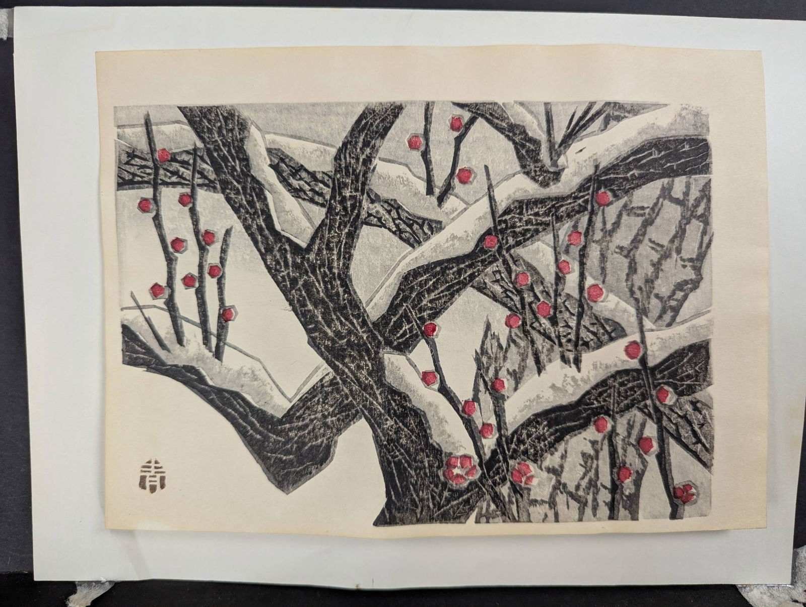 Japanese Woodblock Print Depicting Japanese Apricot by Aoyama Masaharu (1 of 7)