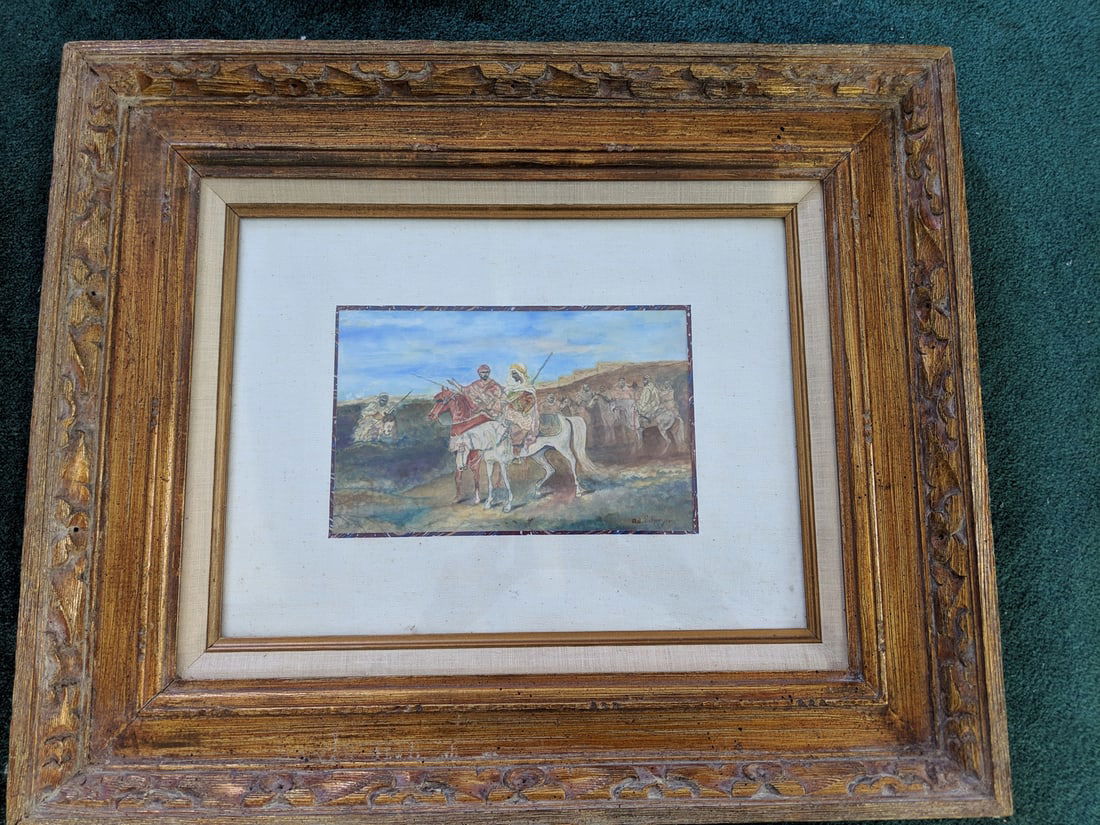 Antique Adolf Schreyer Watercolor Painting Arabian Warr (1 of 8)