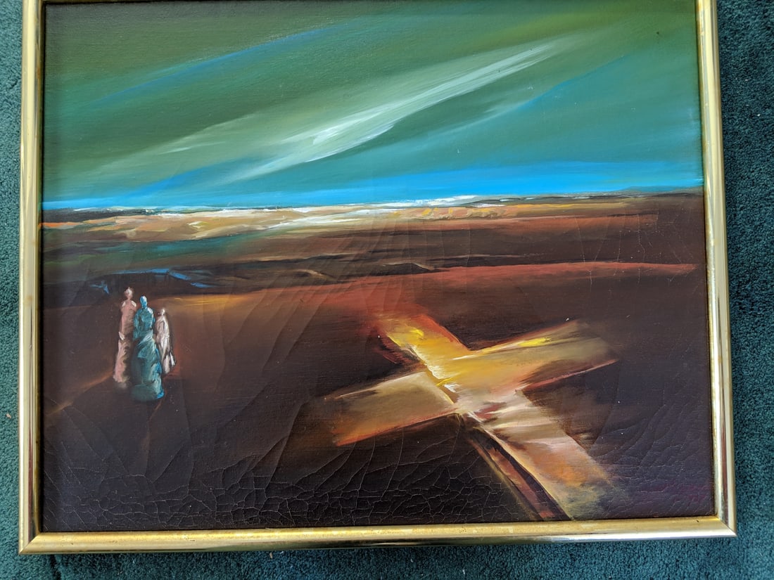 Vintage Semproniu Iclozan Abstract Trinity Oil Painting (1 of 9)