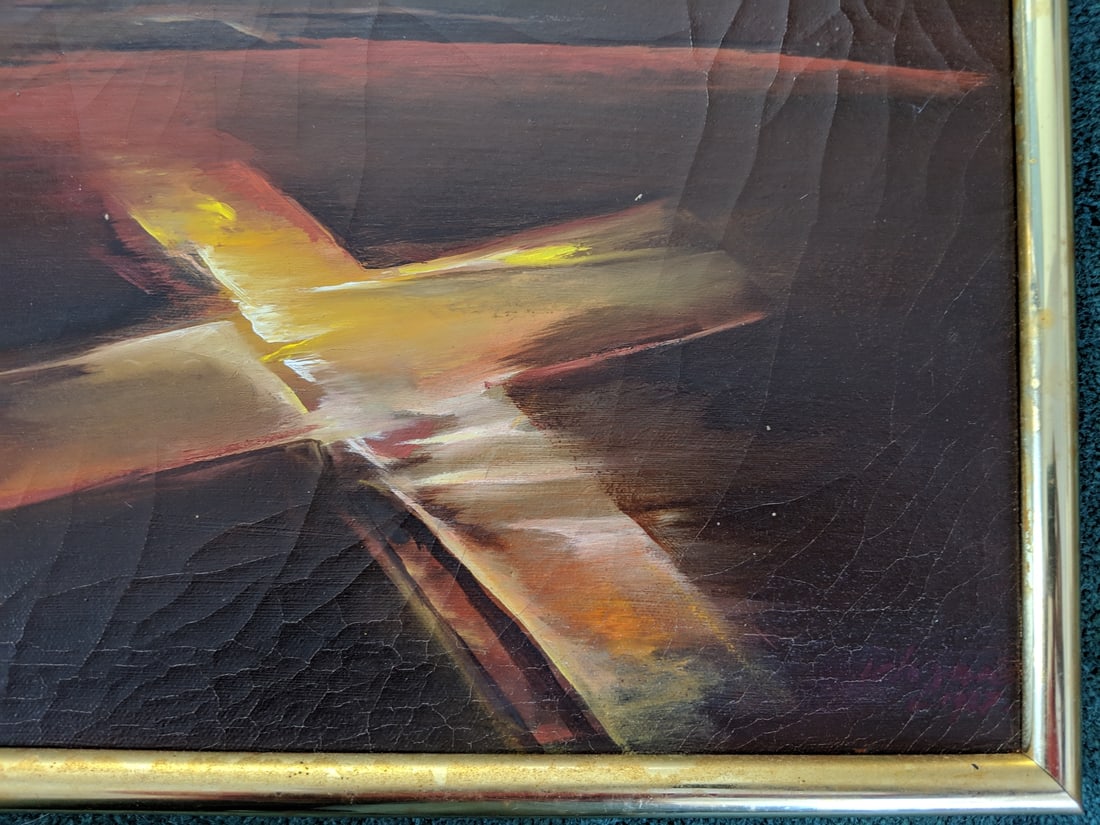 Vintage Semproniu Iclozan Abstract Trinity Oil Painting - 4