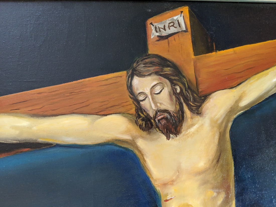 Semproniu Iclozan Large Oil Painting Jesus on Cross - 3