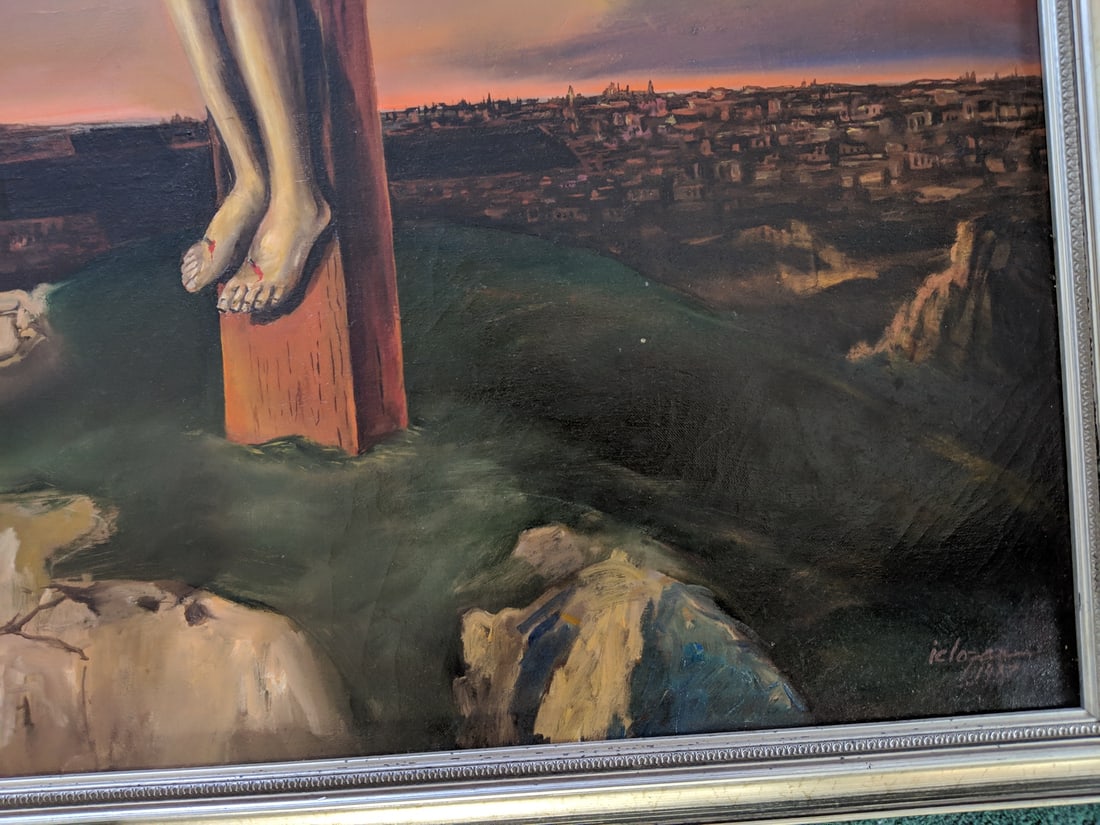 Semproniu Iclozan Large Oil Painting Jesus on Cross - 5