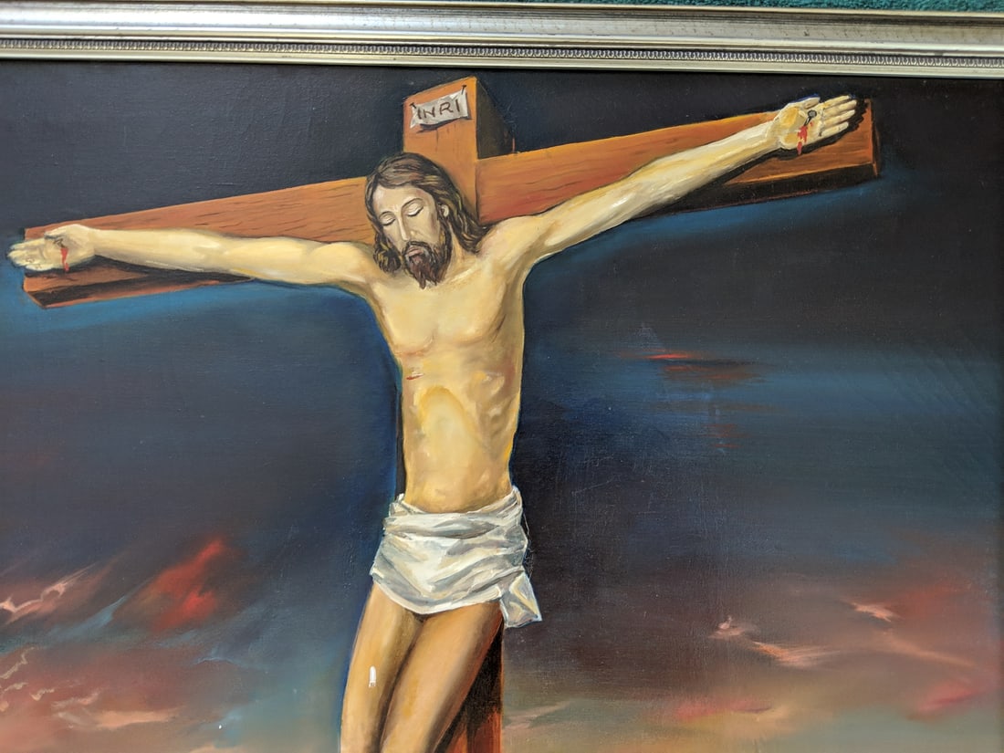 Semproniu Iclozan Large Oil Painting Jesus on Cross - 8