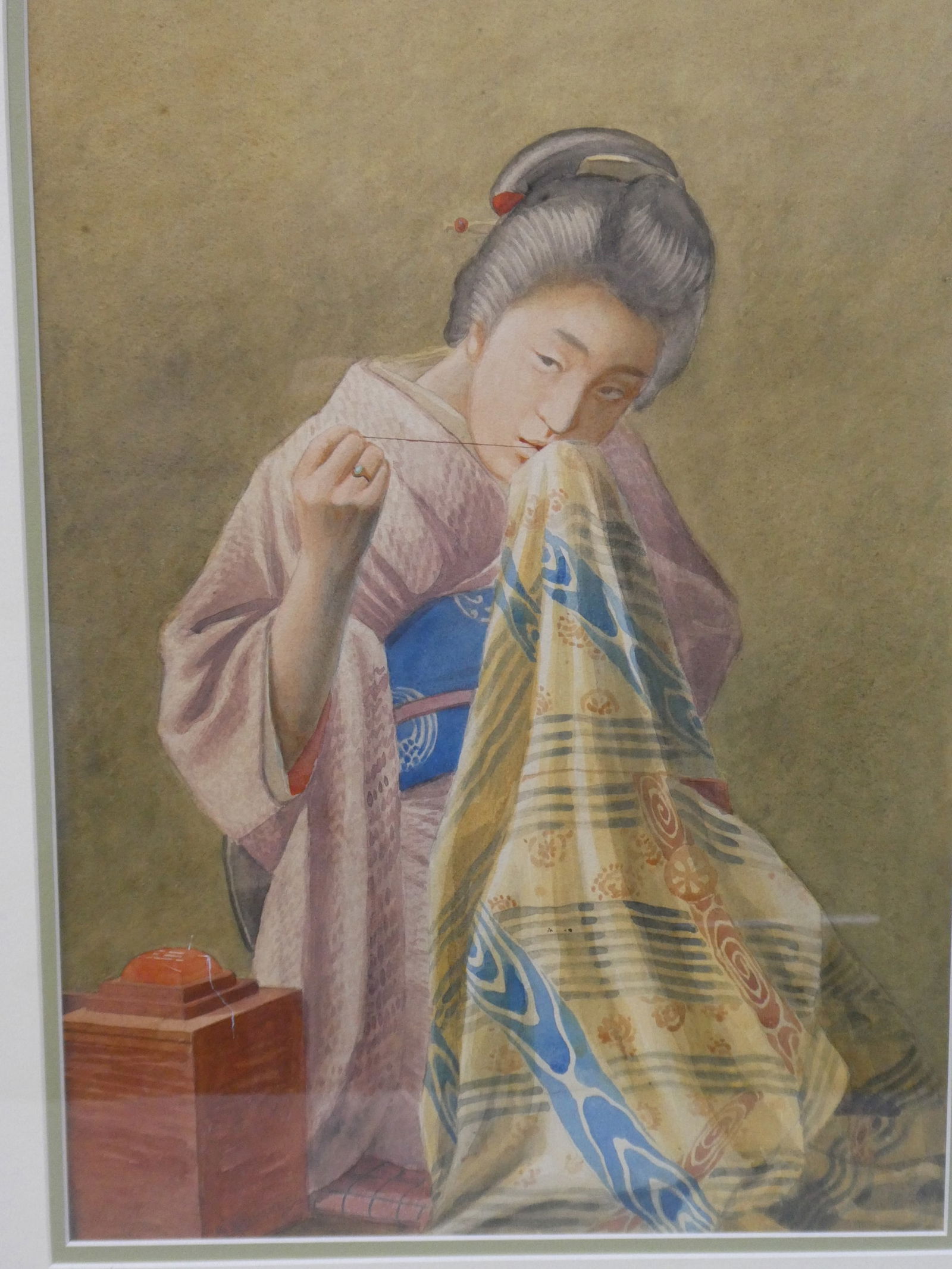 Masano Kawakubo Portrait of Seamstress Watercolor Painting - 2