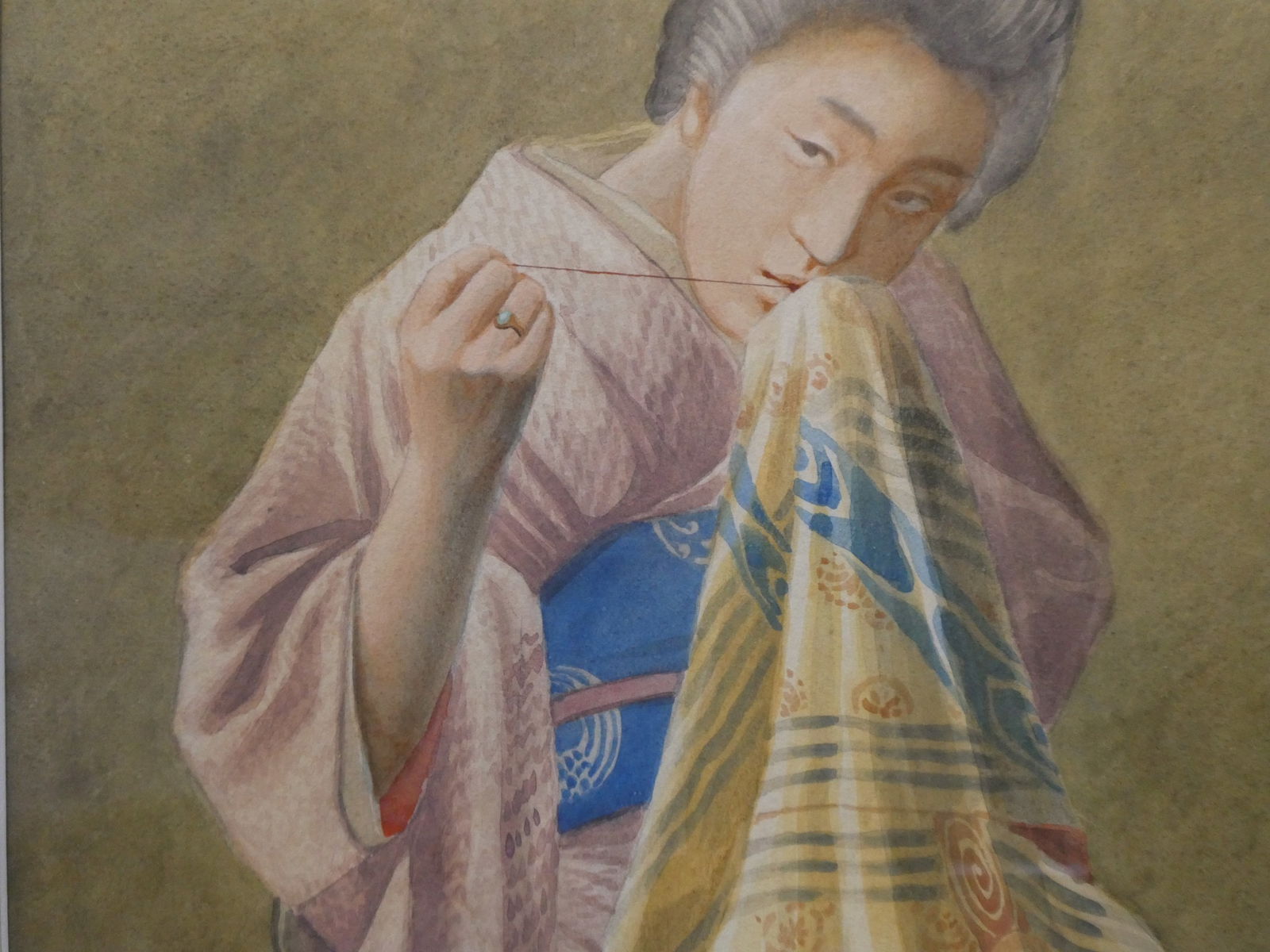 Masano Kawakubo Portrait of Seamstress Watercolor Painting - 5