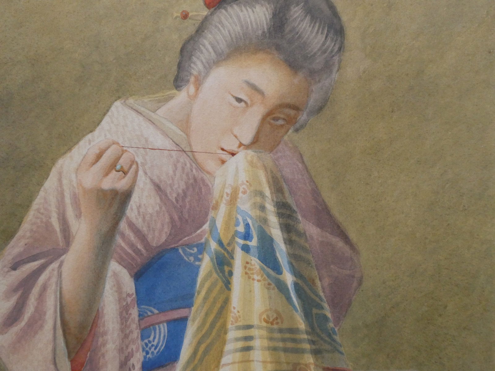 Masano Kawakubo Portrait of Seamstress Watercolor Painting - 6