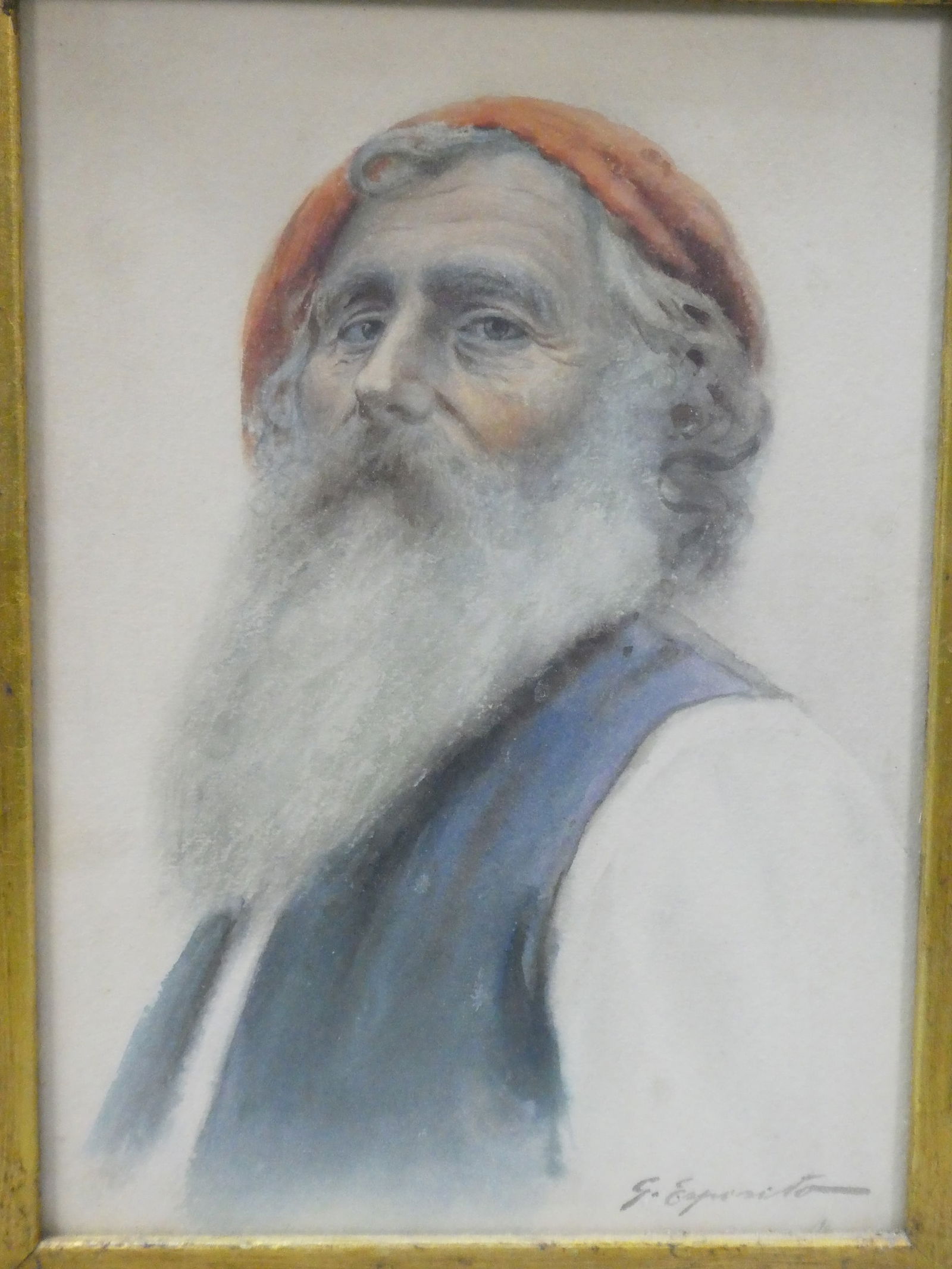 Goetano Esposito Portrait of Capri Fisherman Watercolor Painting - 2