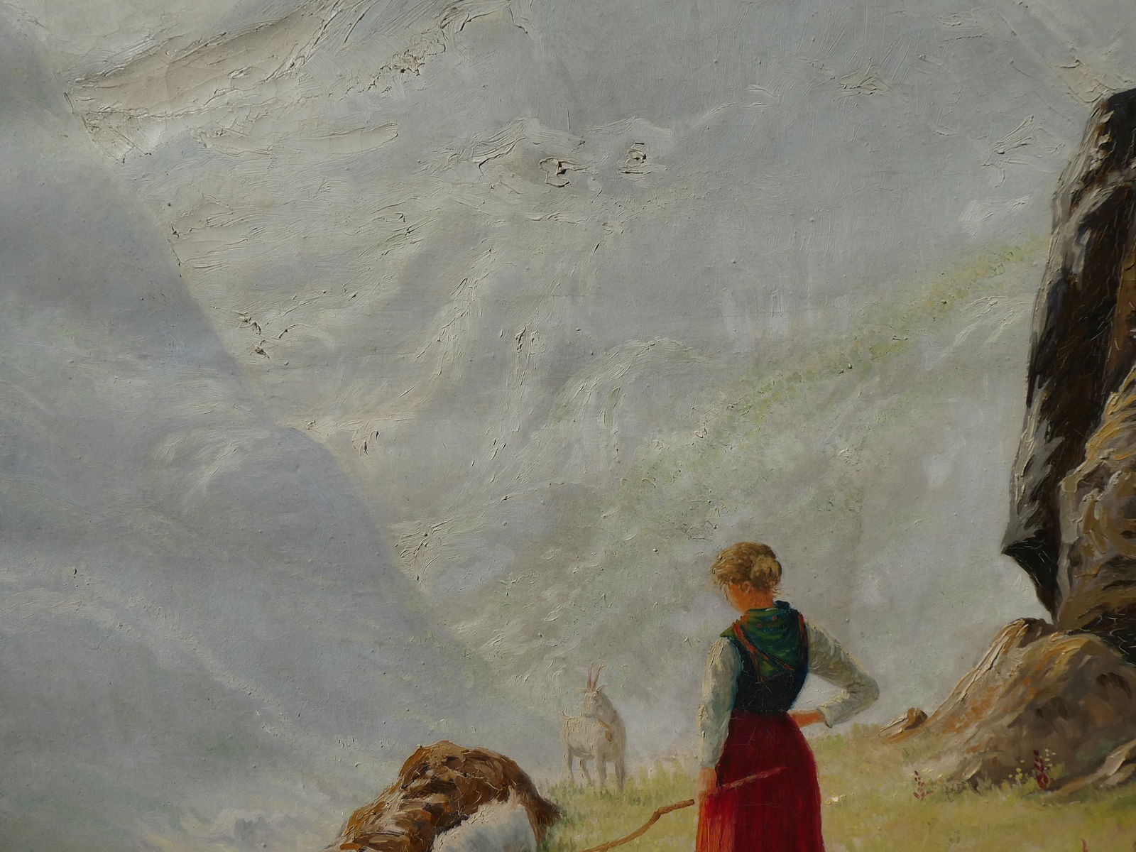 Charles Kleukens Woman Herding Goats Oil Painting - 10