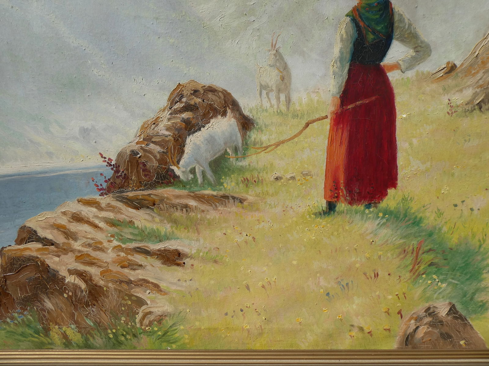 Charles Kleukens Woman Herding Goats Oil Painting - 13