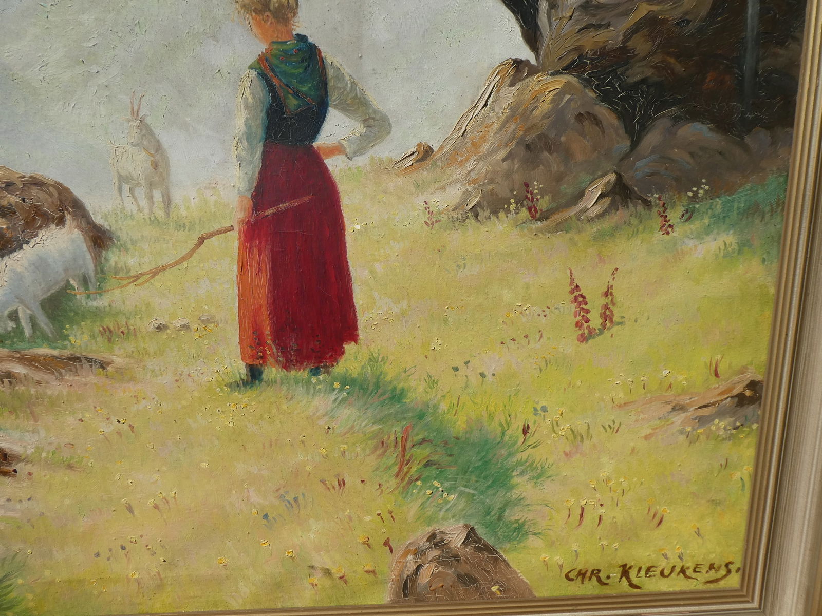 Charles Kleukens Woman Herding Goats Oil Painting - 14