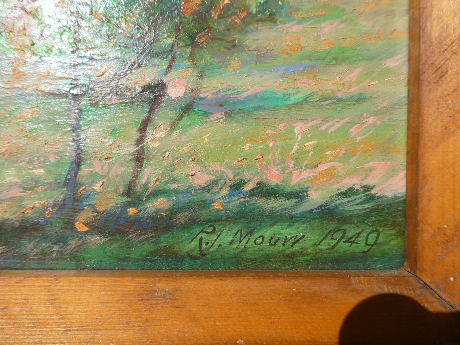 1949 Signed RJ Mouw Fall Landscape Oil Painting - 12