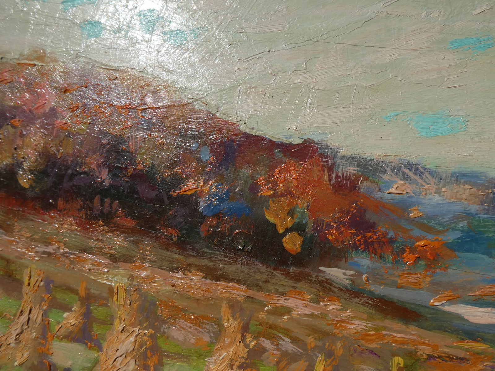 1949 Signed RJ Mouw Fall Landscape Oil Painting - 13