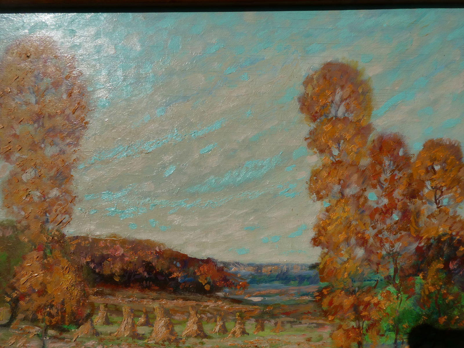 1949 Signed RJ Mouw Fall Landscape Oil Painting - 7