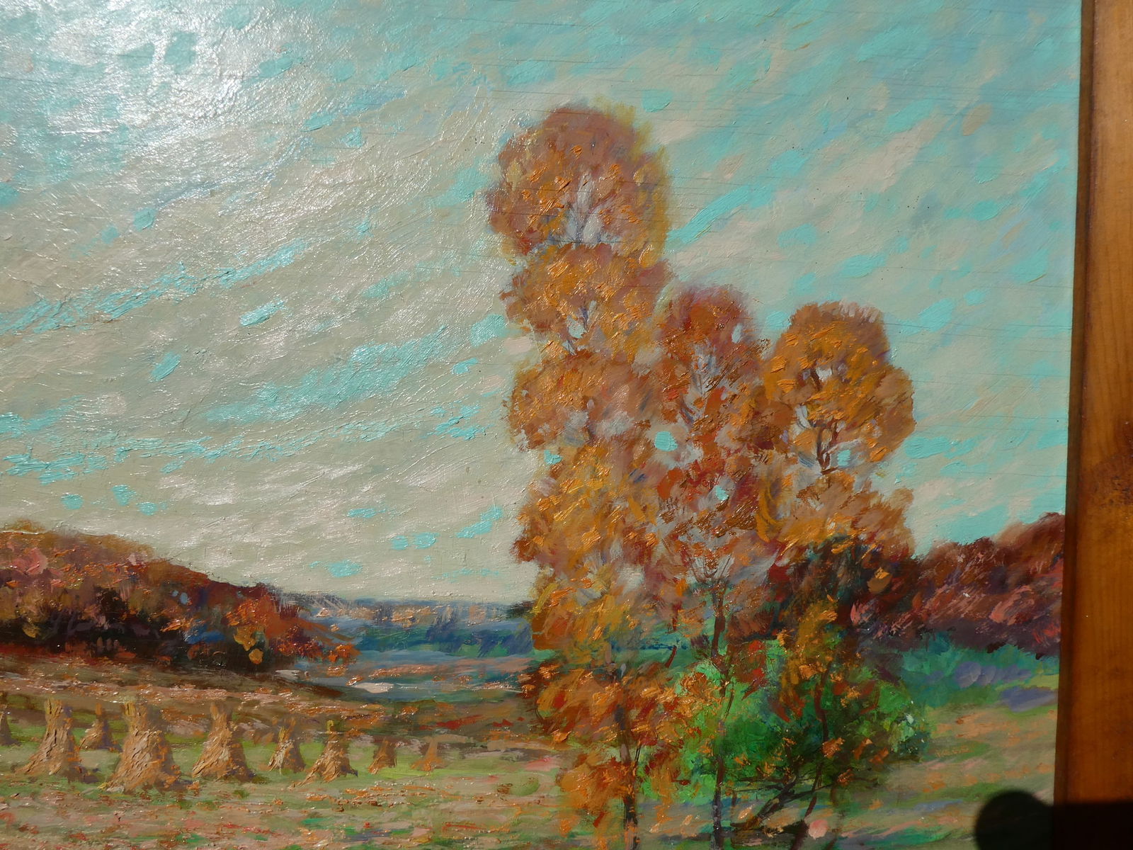 1949 Signed RJ Mouw Fall Landscape Oil Painting - 8