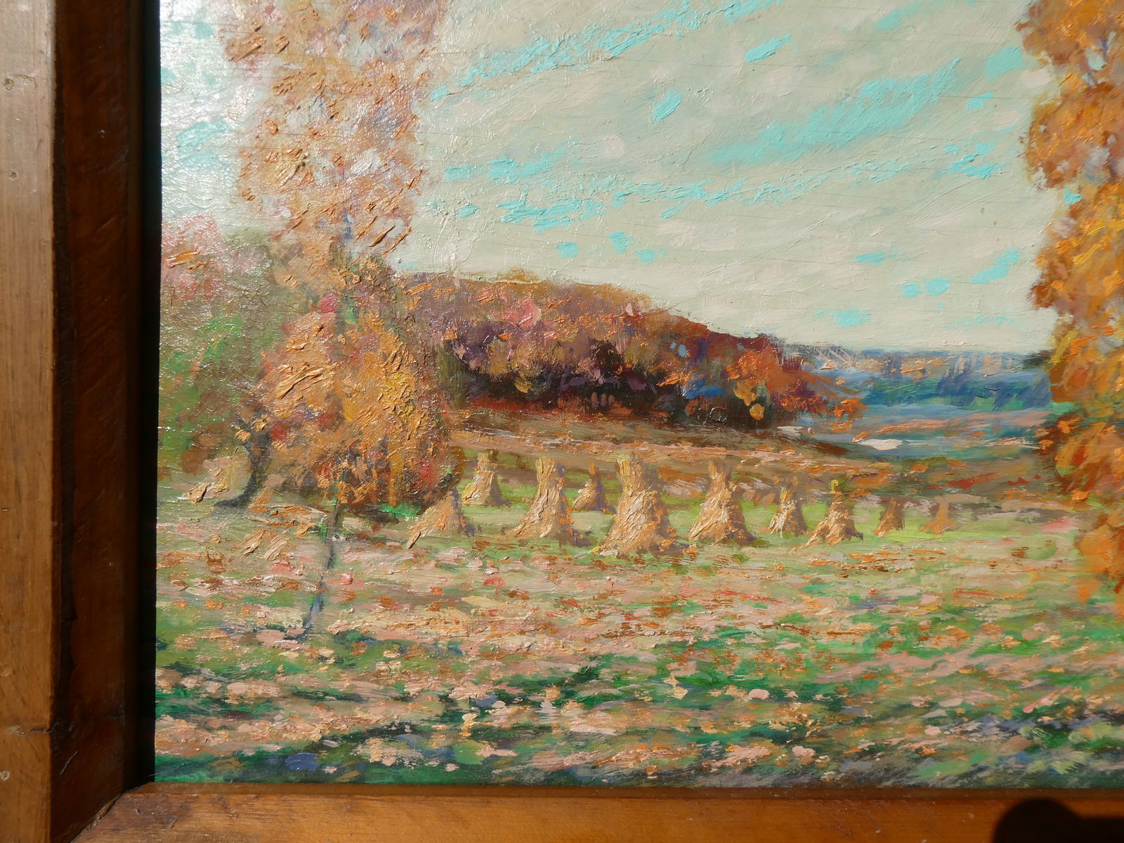 1949 Signed RJ Mouw Fall Landscape Oil Painting - 9