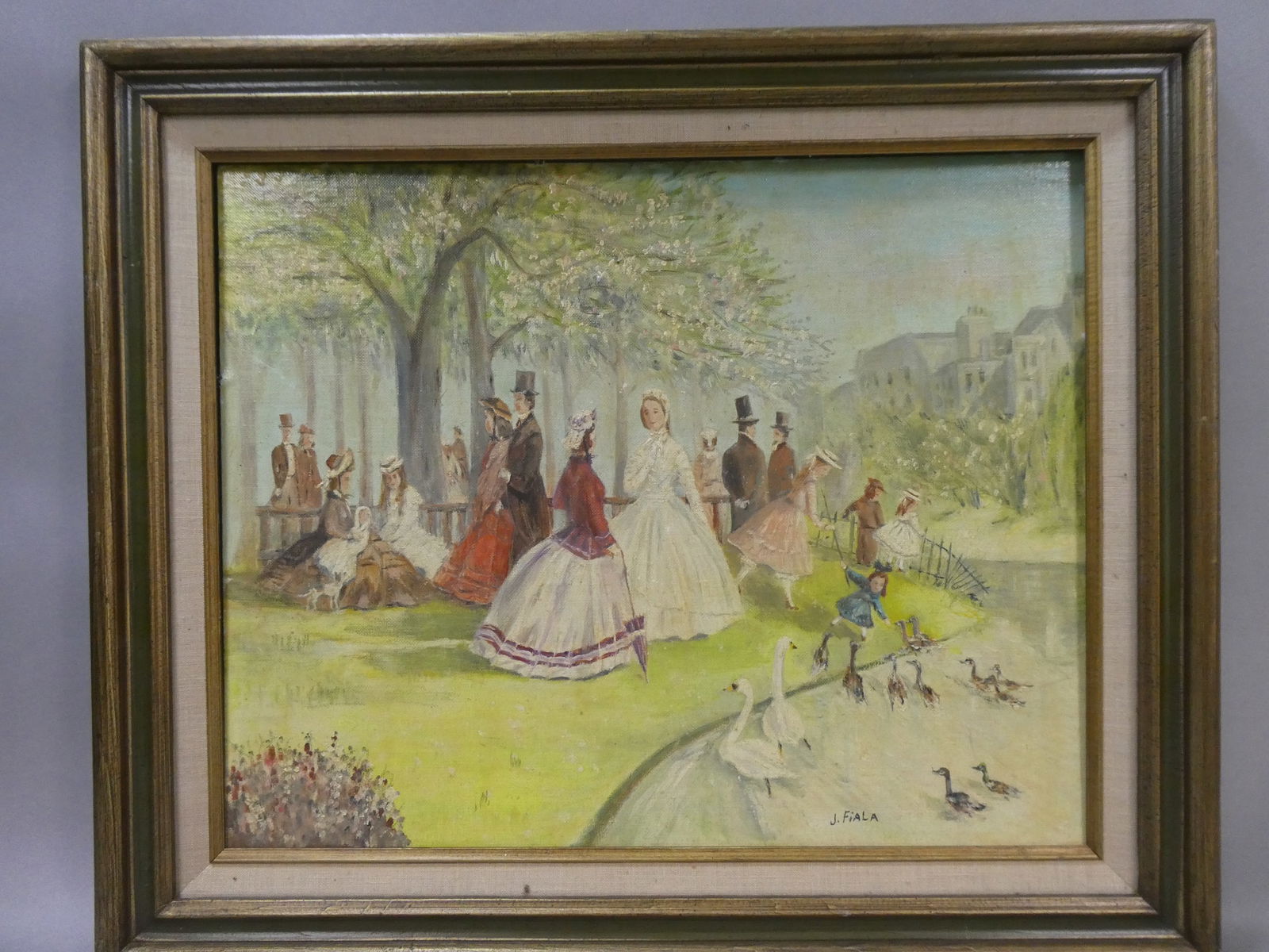 Josef Fiala English Park Scene Oil Painting (1 of 1)