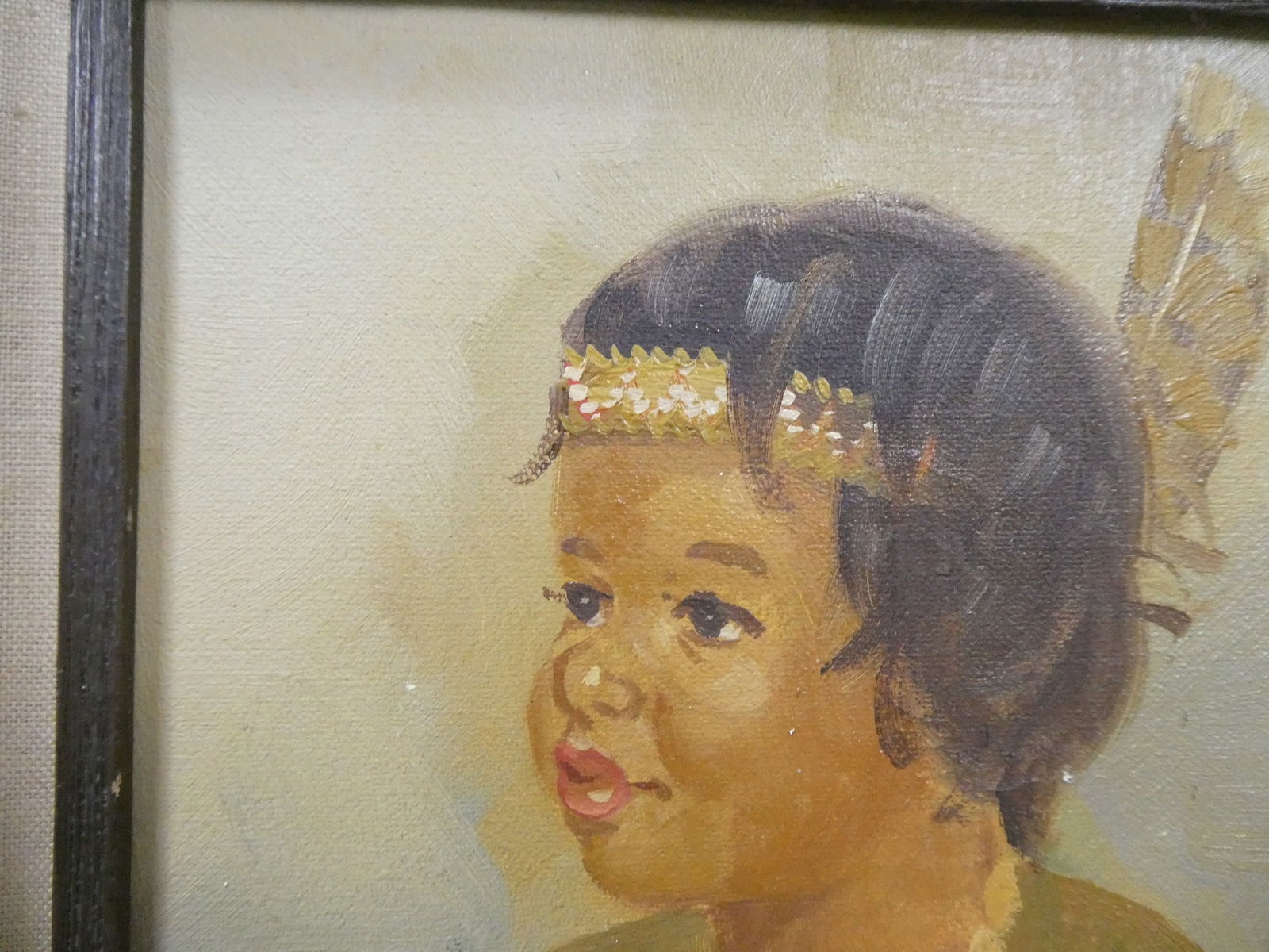 Pair Vintage Signed Portrait of American Indian Children - 17