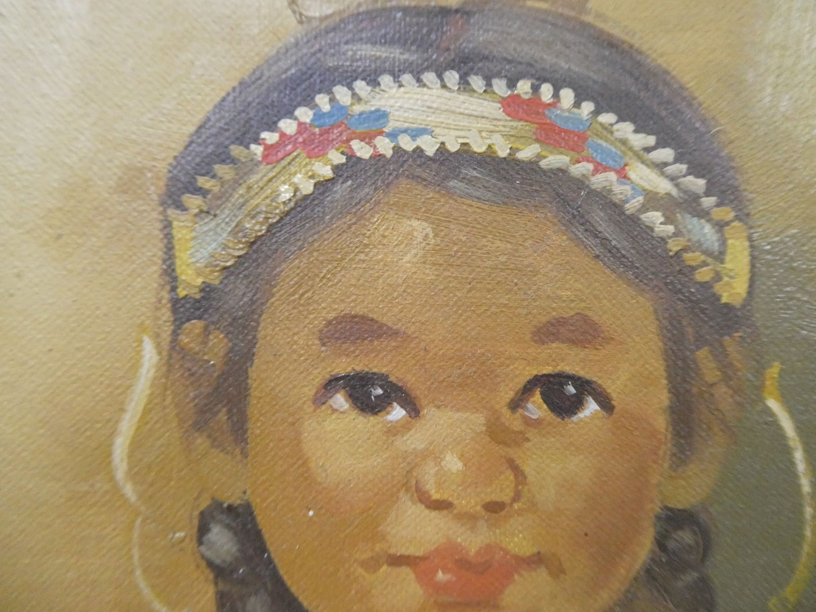 Pair Vintage Signed Portrait of American Indian Children - 3