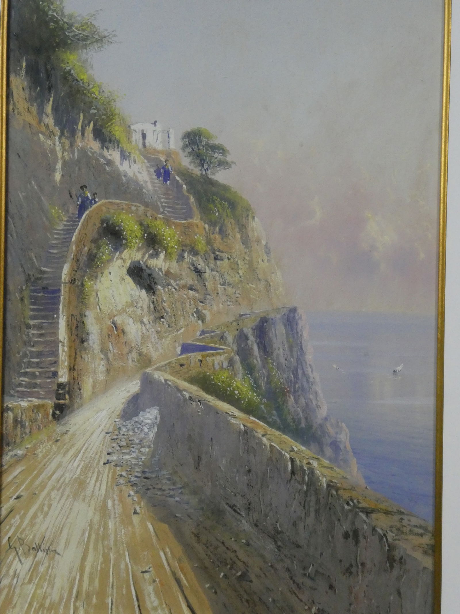 Giovanni Battista Capri The Old Saracen Steps to Anacapri Watercolor Painting - 14