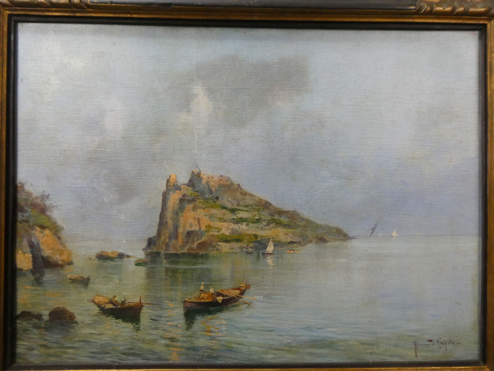 Oscar Ricciardi View if Castello d'Ischia Oil Painting - 18