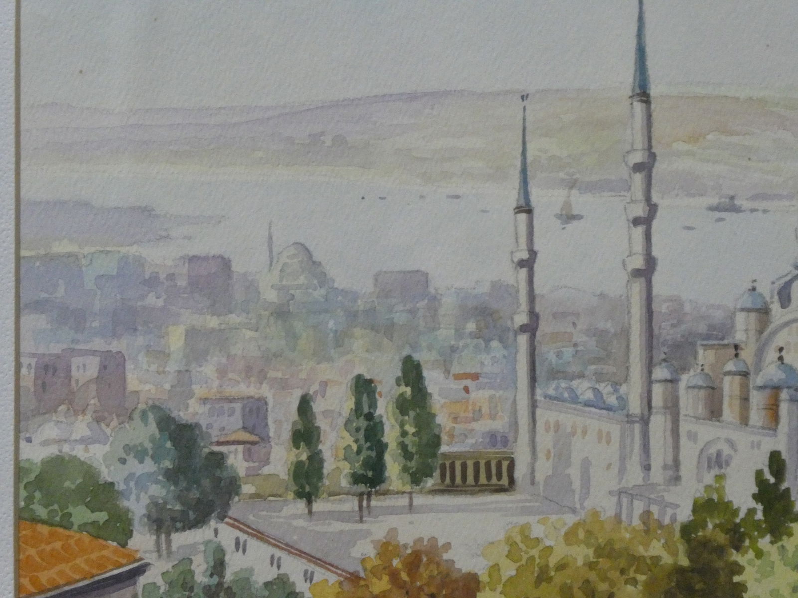 c1920-30's Vahit Armagan View of Istanbul Watercolor Painting - 12
