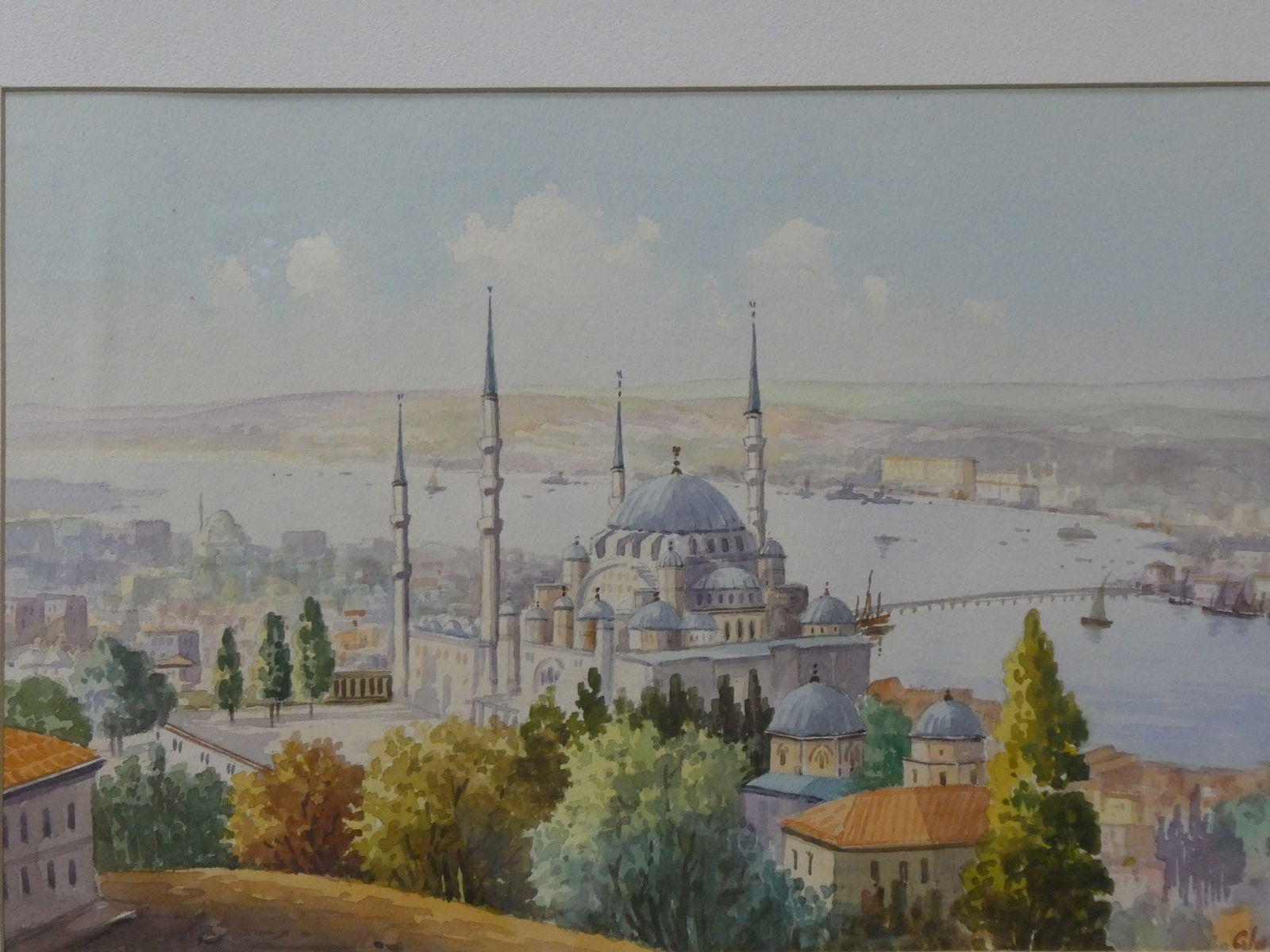 c1920-30's Vahit Armagan View of Istanbul Watercolor Painting - 16