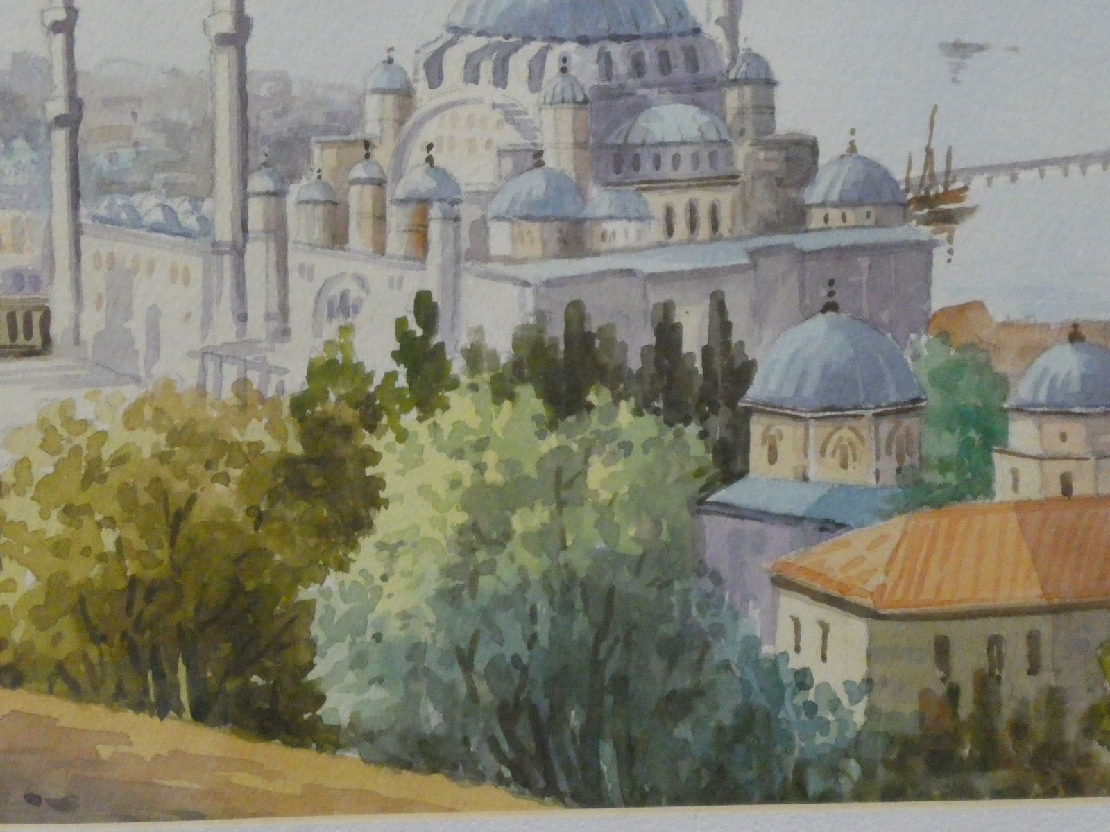 c1920-30's Vahit Armagan View of Istanbul Watercolor Painting - 8