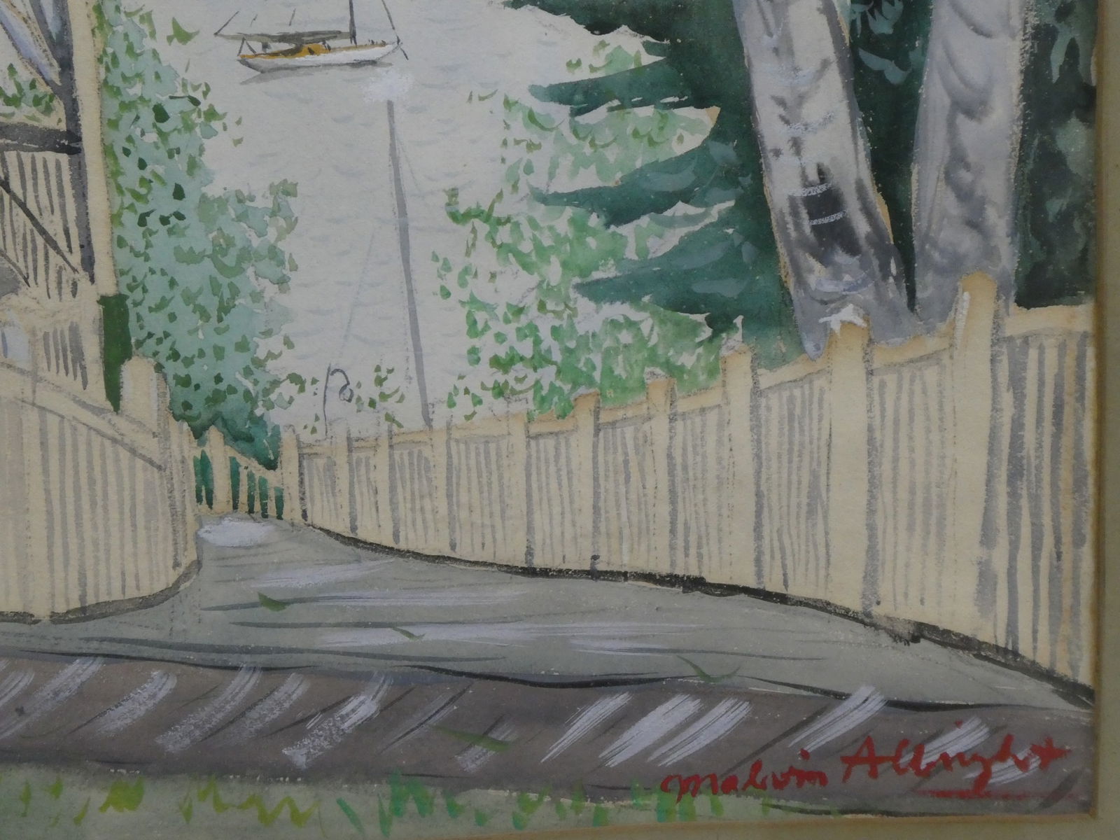 Malvin Marr (Zsissly) Albright Lake Front Home Watercolor Painting LISTED ARTIST - 10