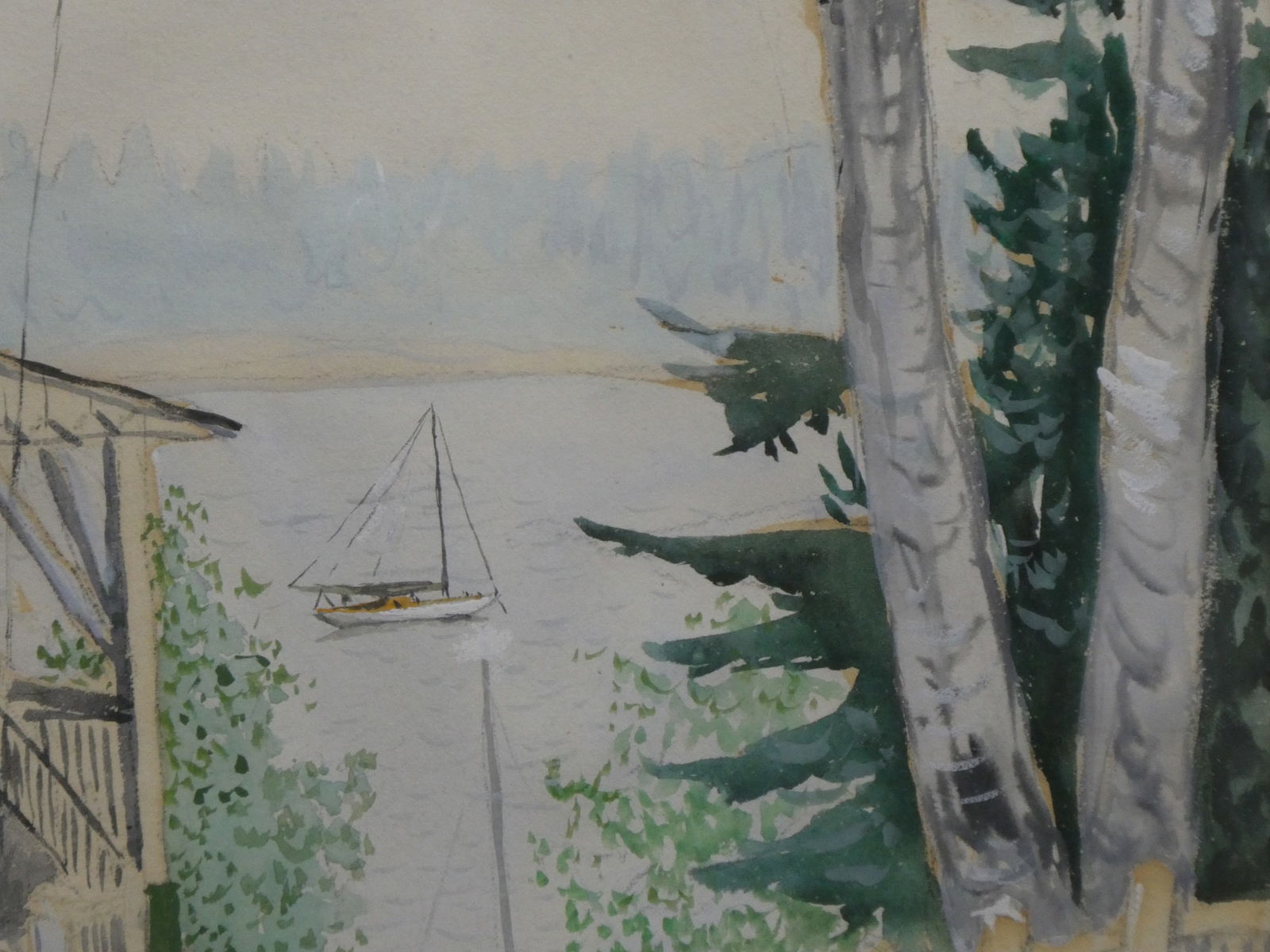 Malvin Marr (Zsissly) Albright Lake Front Home Watercolor Painting LISTED ARTIST - 7