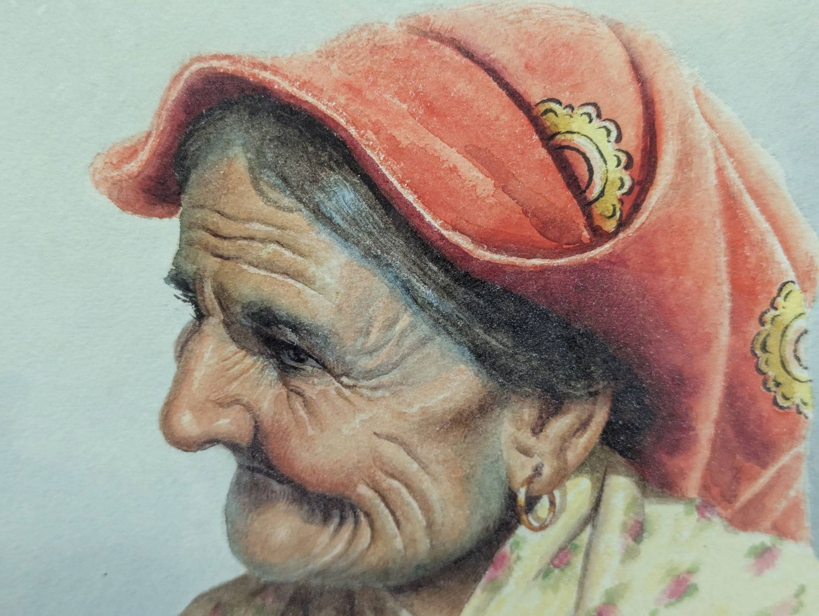 Watercolor Portrait of Neapolitan Italian Grandma by E Fiorentino - 3