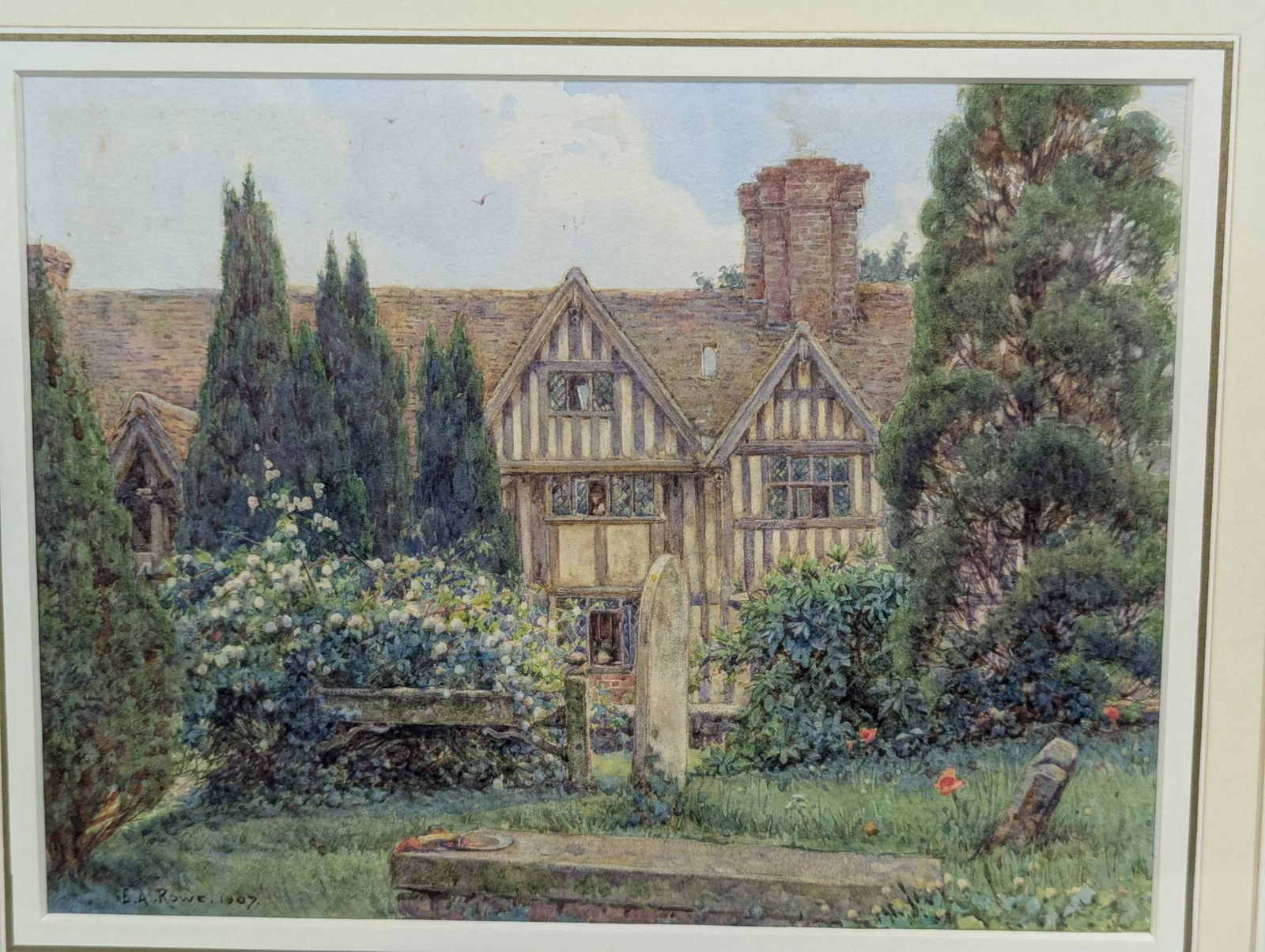 Watercolor of Godscacre by Ernest Arthur Rowe SignedÂ 1907 - 2