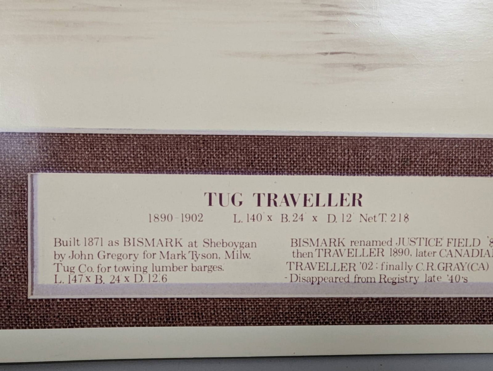 Photograph of Tug Traveller Painting Signed Ted Brennan - 6