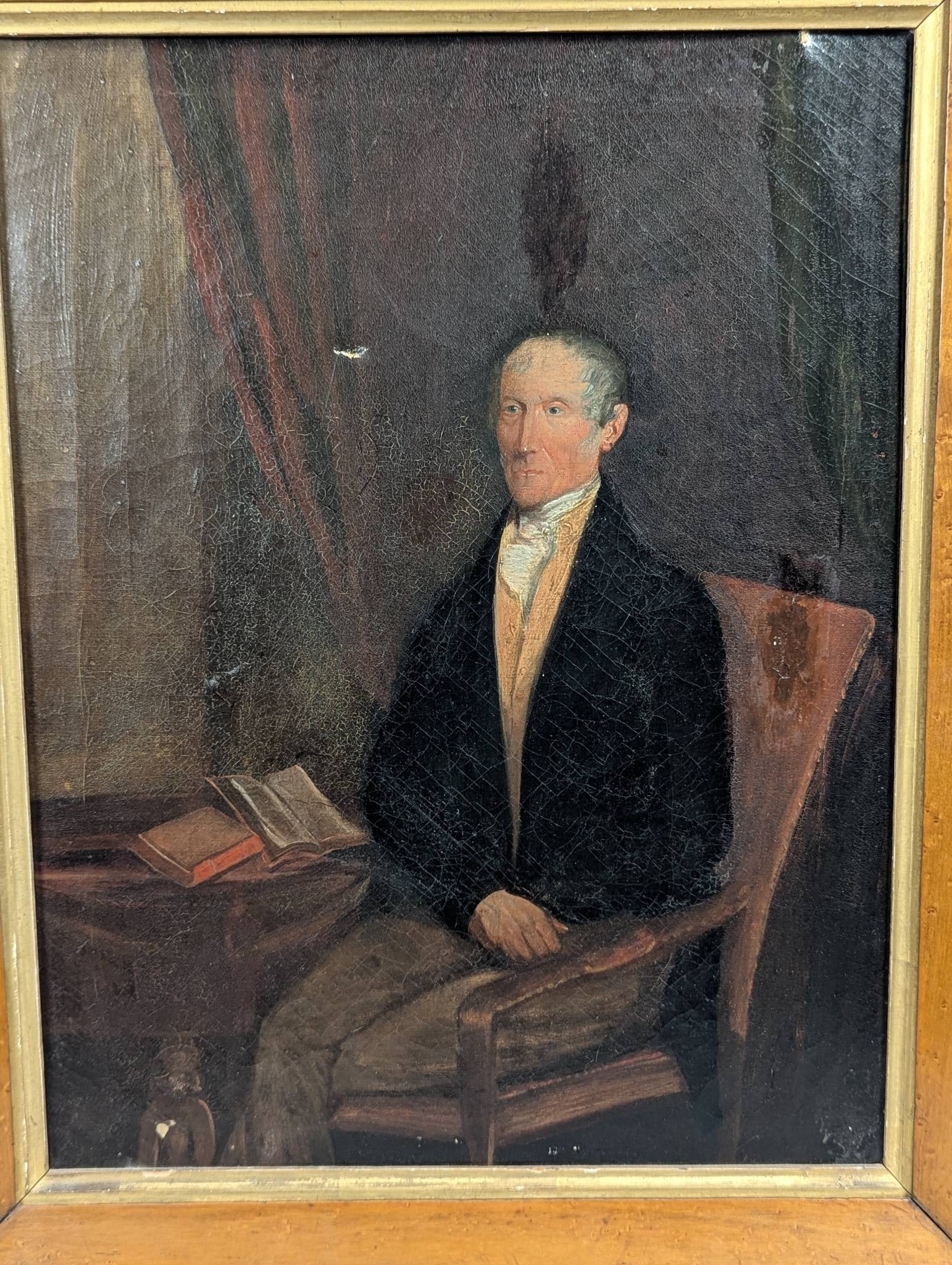 American School Oil Painting Portrait of a Distinguished Gentleman c 1840s - 2