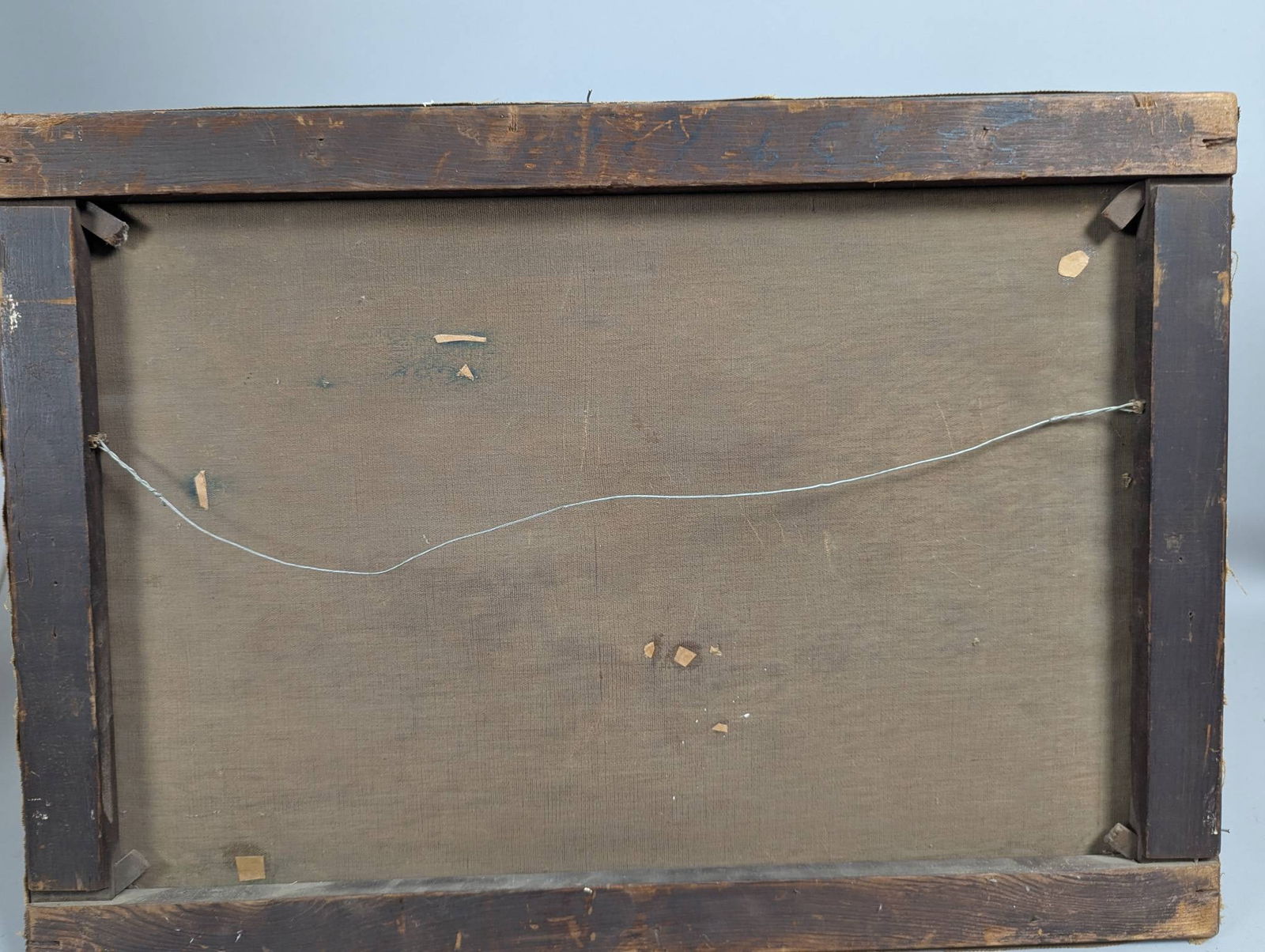 19th Century OIl Painting Landscape With House and Figure in Background - 12