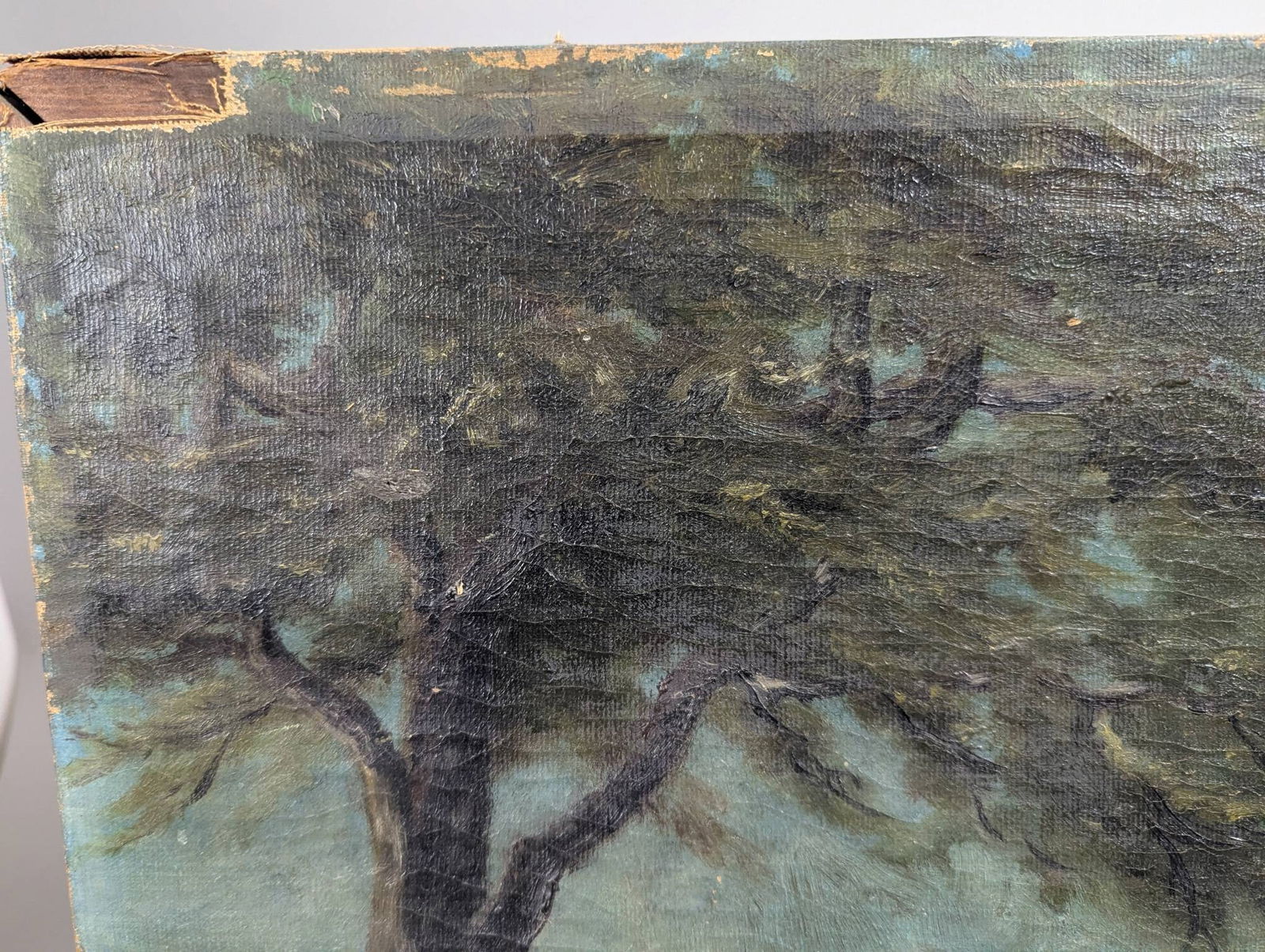 19th Century OIl Painting Landscape With House and Figure in Background - 2