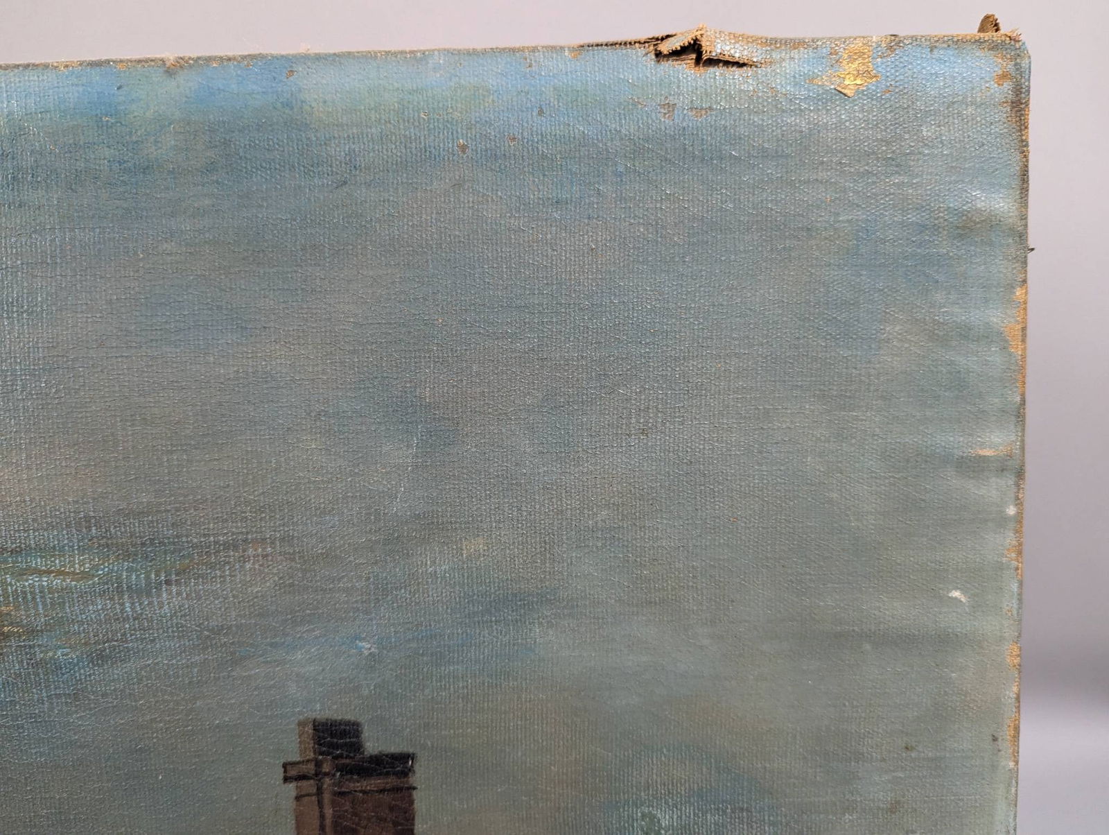 19th Century OIl Painting Landscape With House and Figure in Background - 4