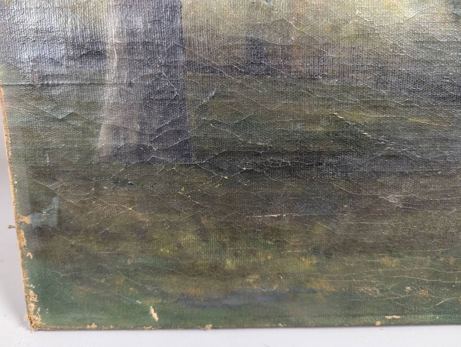 19th Century OIl Painting Landscape With House and Figure in Background - 8