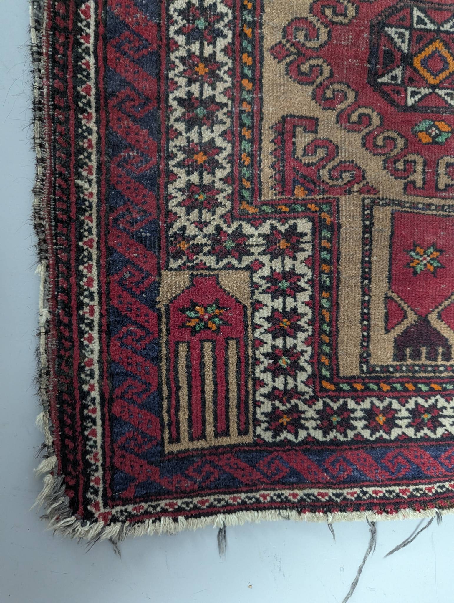 Hand Knotted Baluch Prayer Rug from Iran Made of Wool c1975 - 10