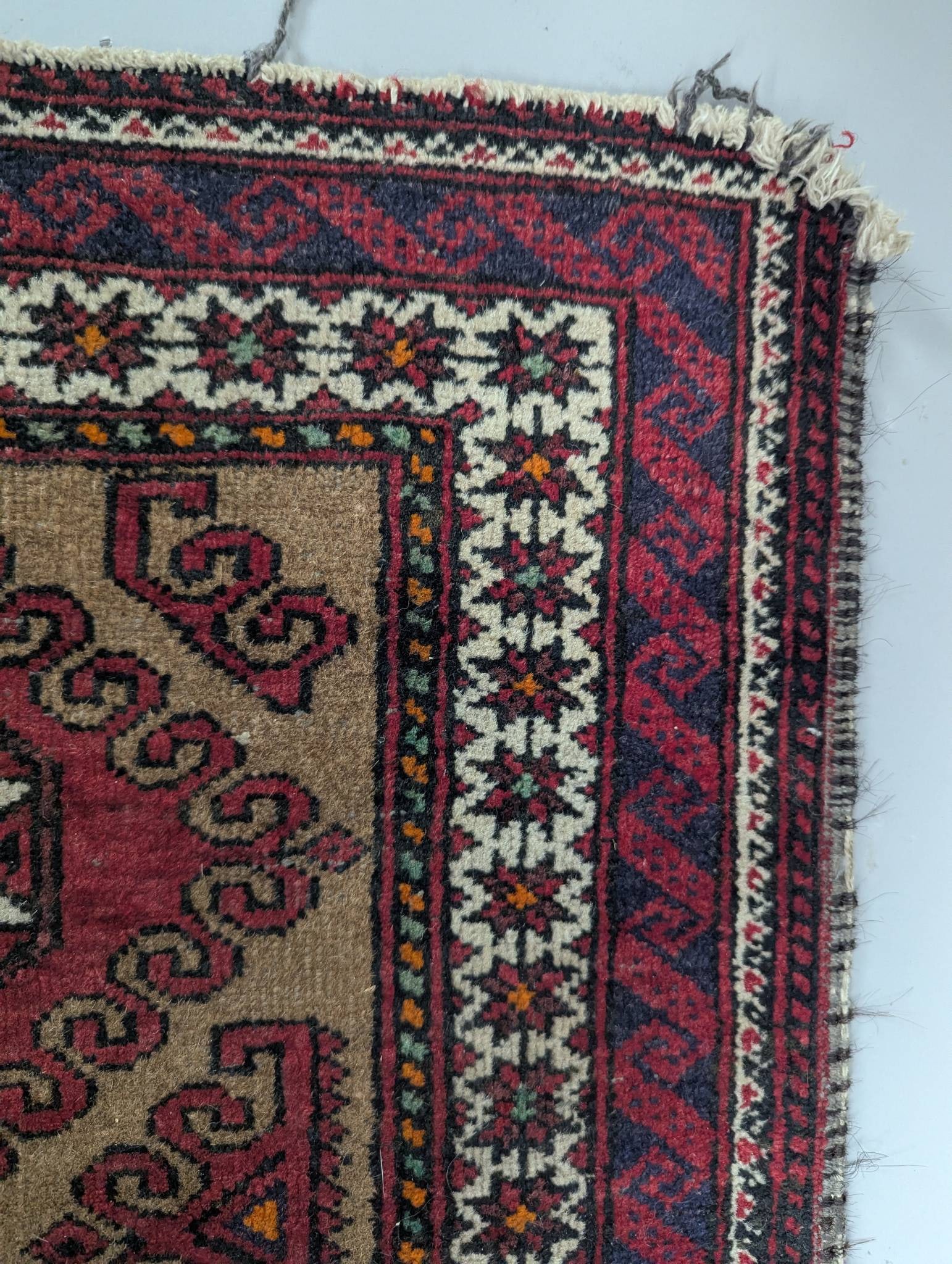 Hand Knotted Baluch Prayer Rug from Iran Made of Wool c1975 - 2