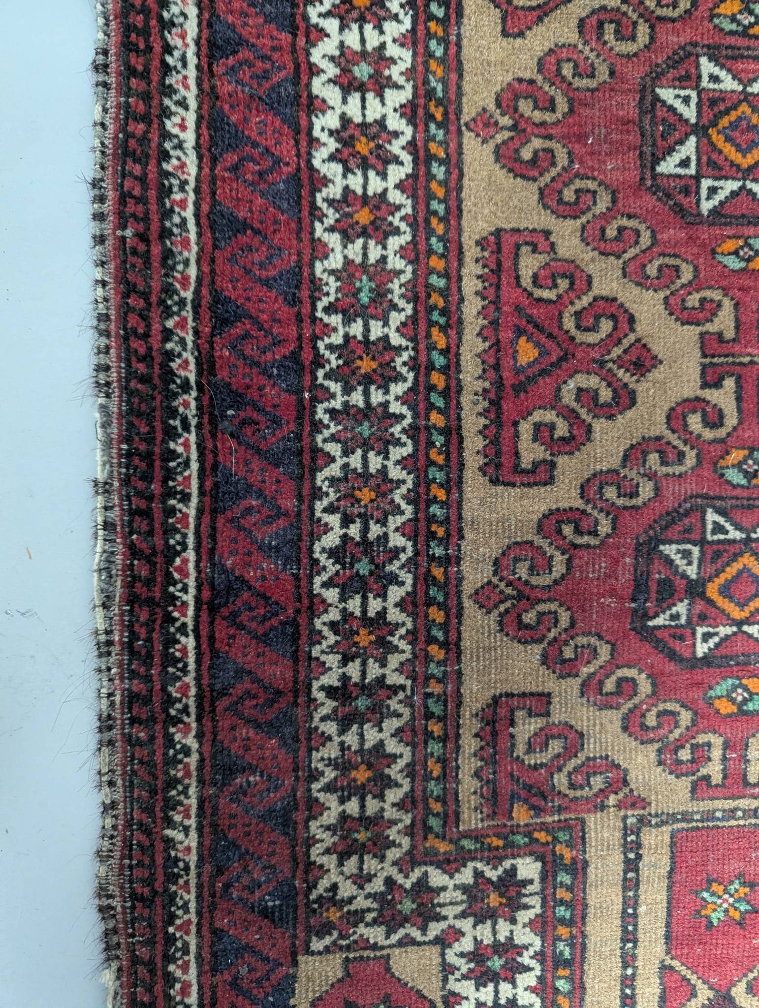 Hand Knotted Baluch Prayer Rug from Iran Made of Wool c1975 - 7