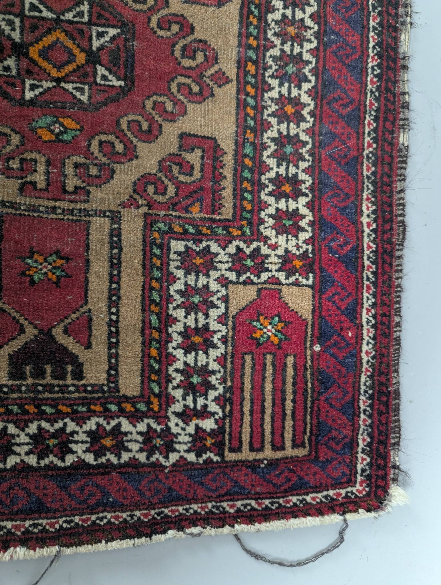 Hand Knotted Baluch Prayer Rug from Iran Made of Wool c1975 - 8
