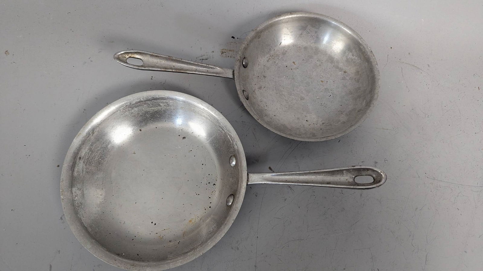 Two All Clad Frying Pans with Metal Handles - 2