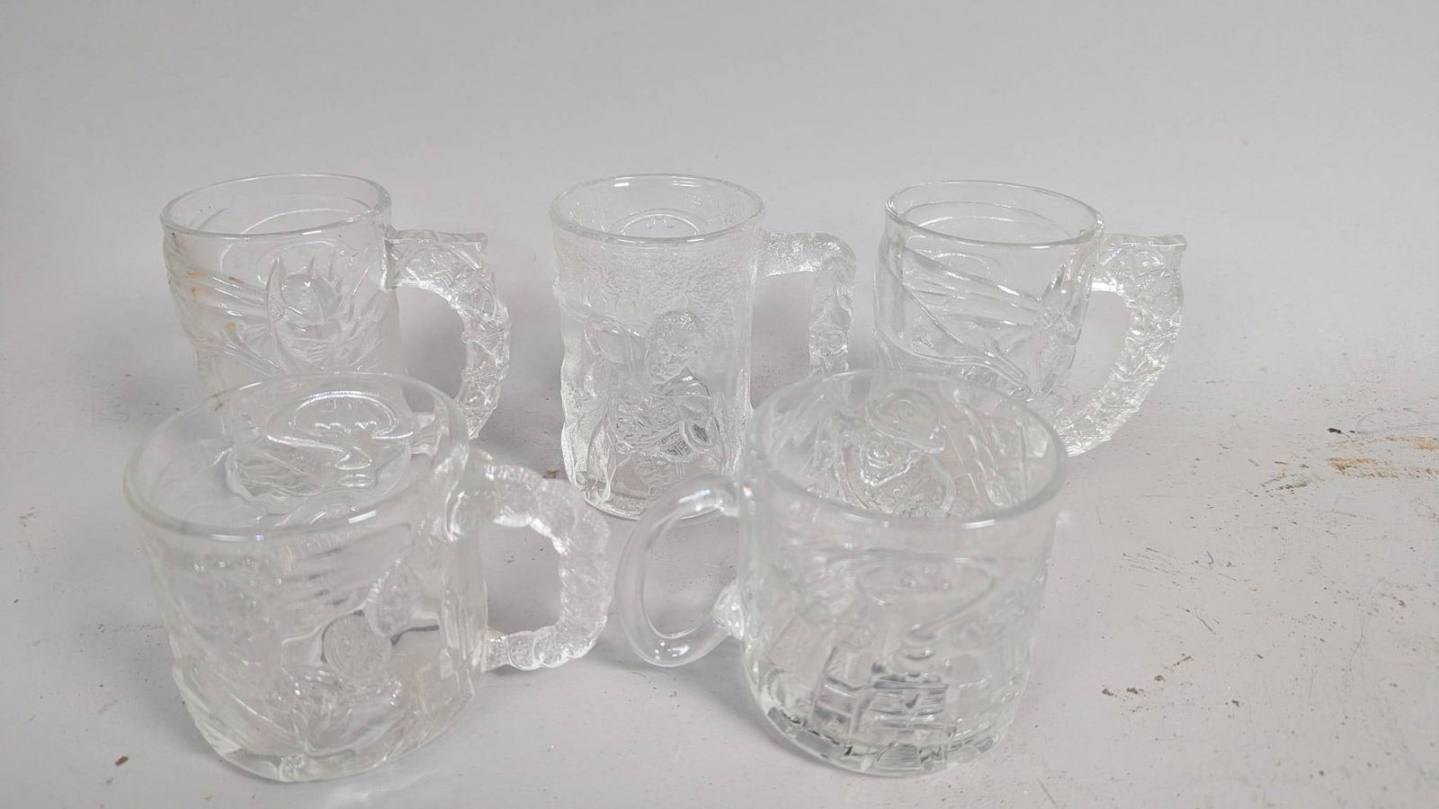 Four McDonaldâ€™s Batman Forever Glass Mugs from 1995 (1 of 7)