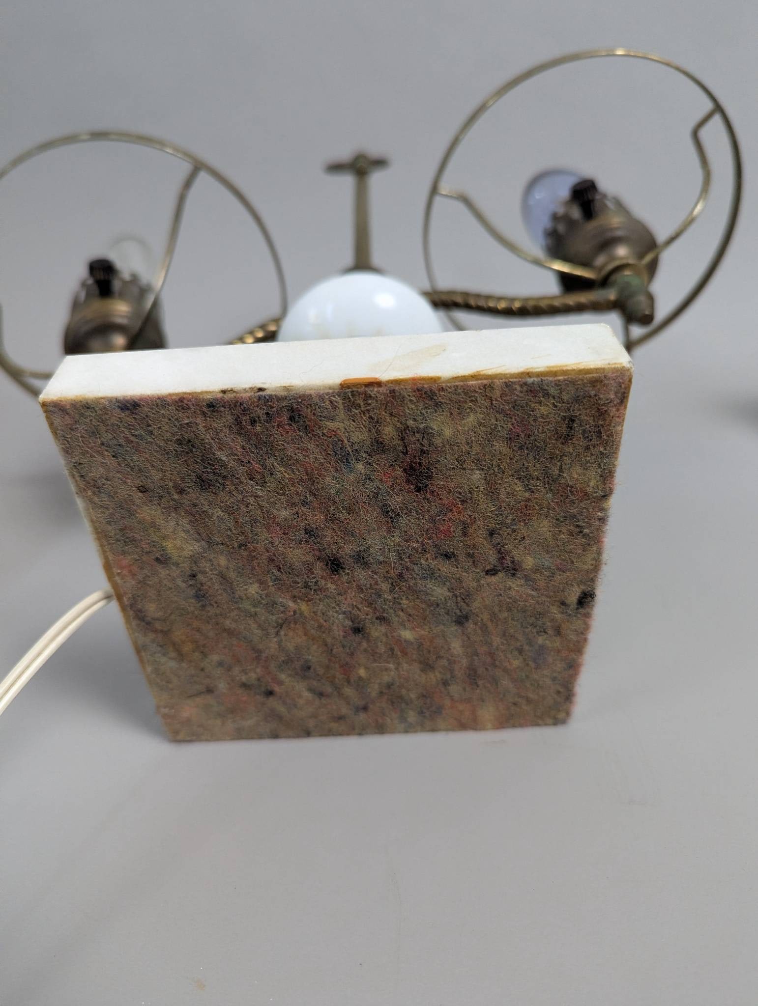 Vintage Antique Double Brass Hurricane Student Lamp with White Glass Shades - 8