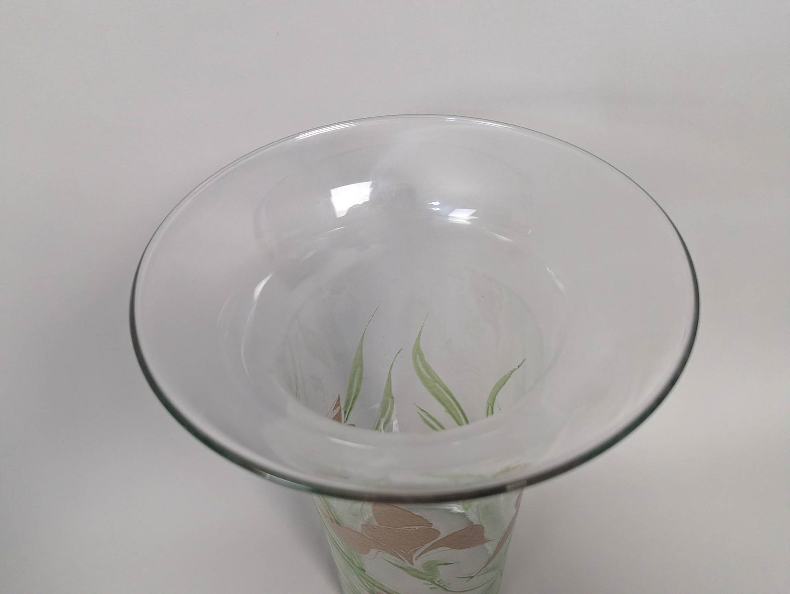 Slan Crystal Italy Hand Painted Glass Vase with Floral Motif - 2