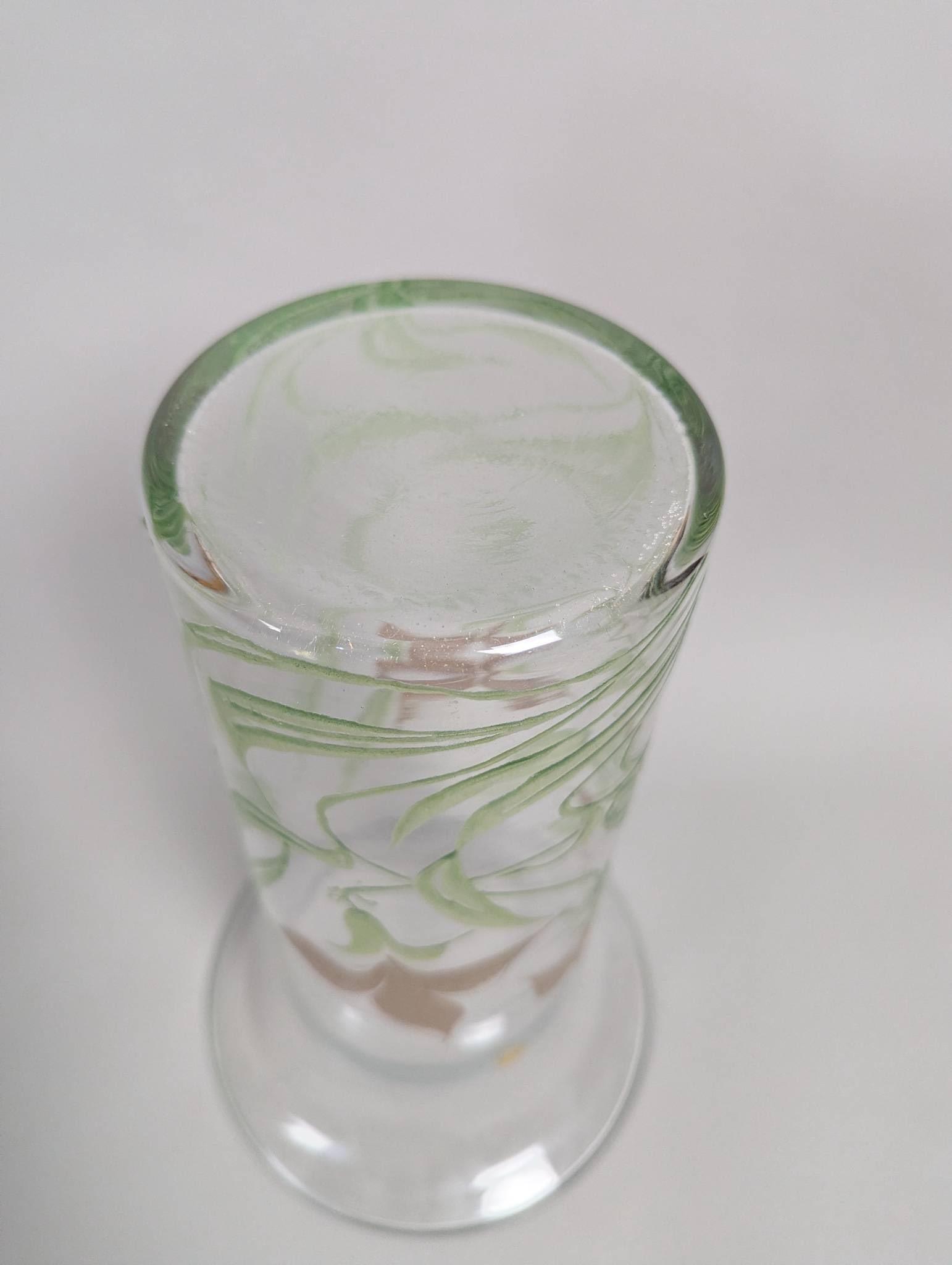 Slan Crystal Italy Hand Painted Glass Vase with Floral Motif - 5