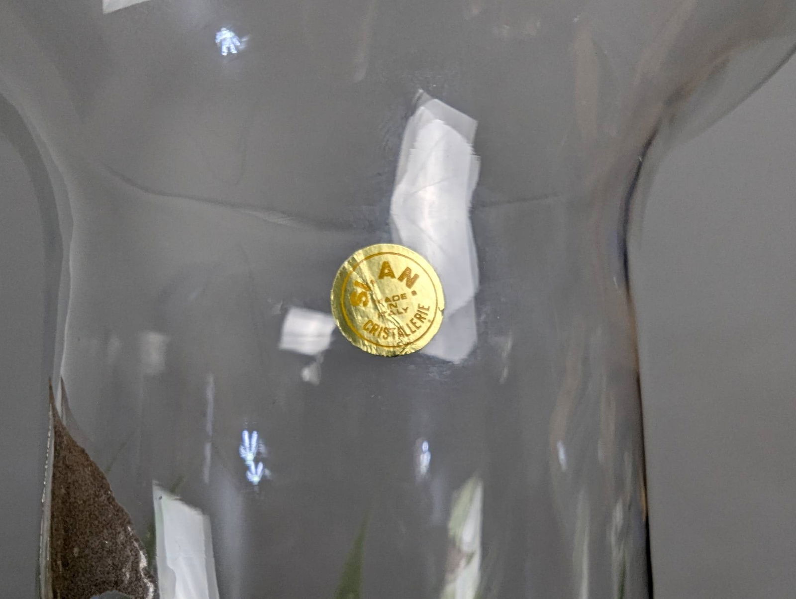 Slan Crystal Italy Hand Painted Glass Vase with Floral Motif - 6